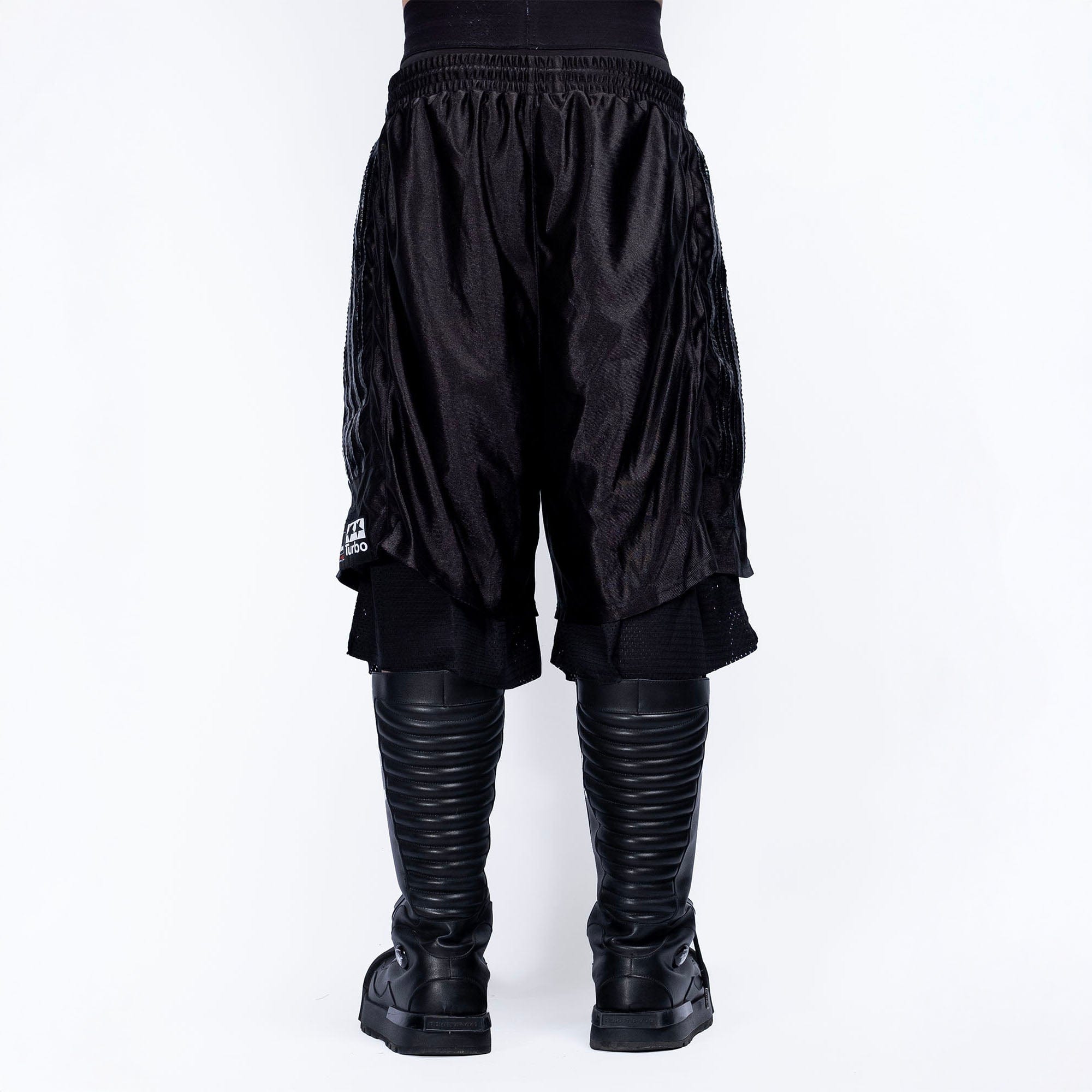 FVVO Layered Mesh Satin Striped Shorts-Shorts-White-S-Free Shipping Leatheretro