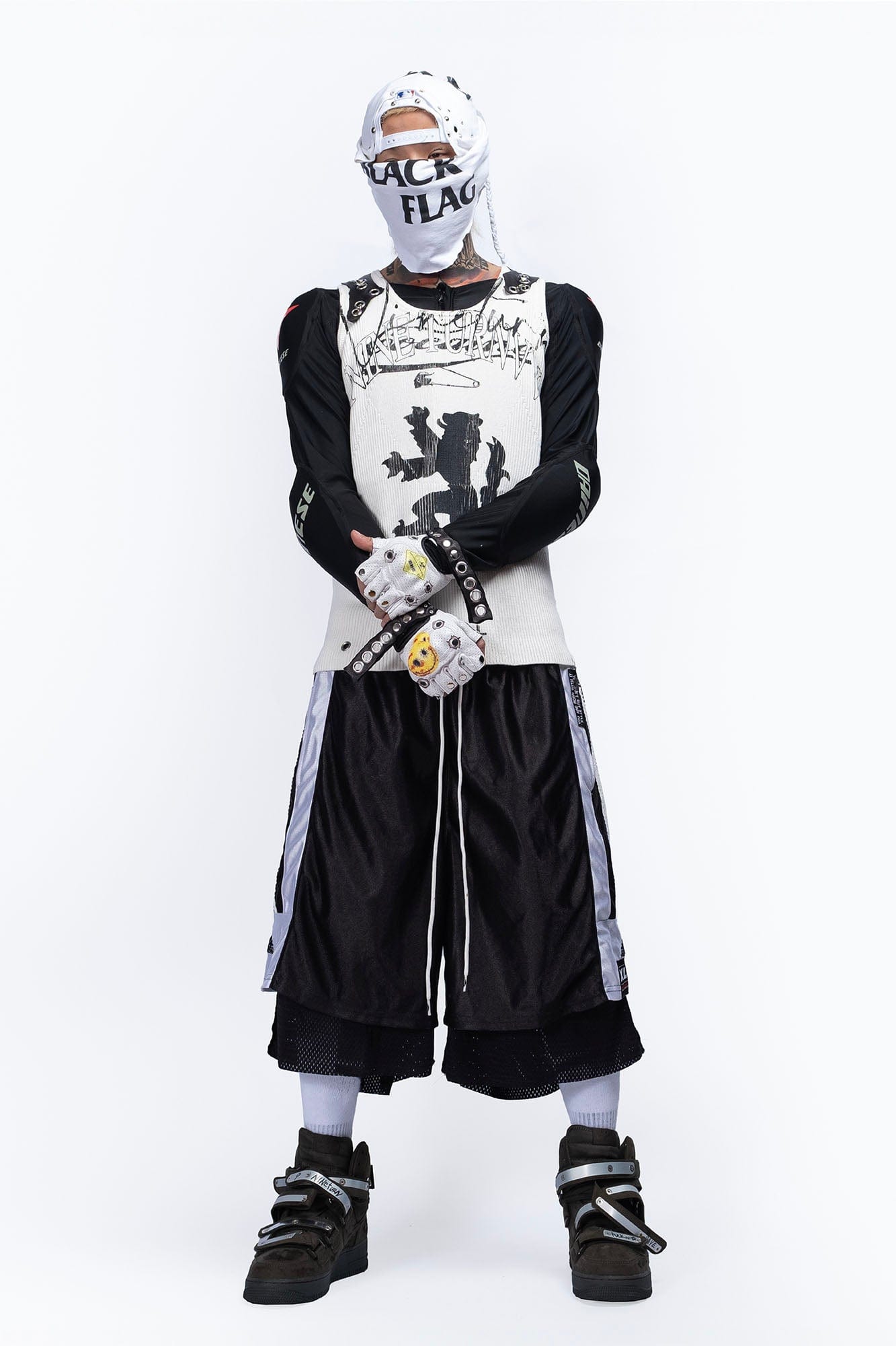 FVVO Layered Mesh Satin Striped Shorts-Shorts-White-S-Free Shipping Leatheretro