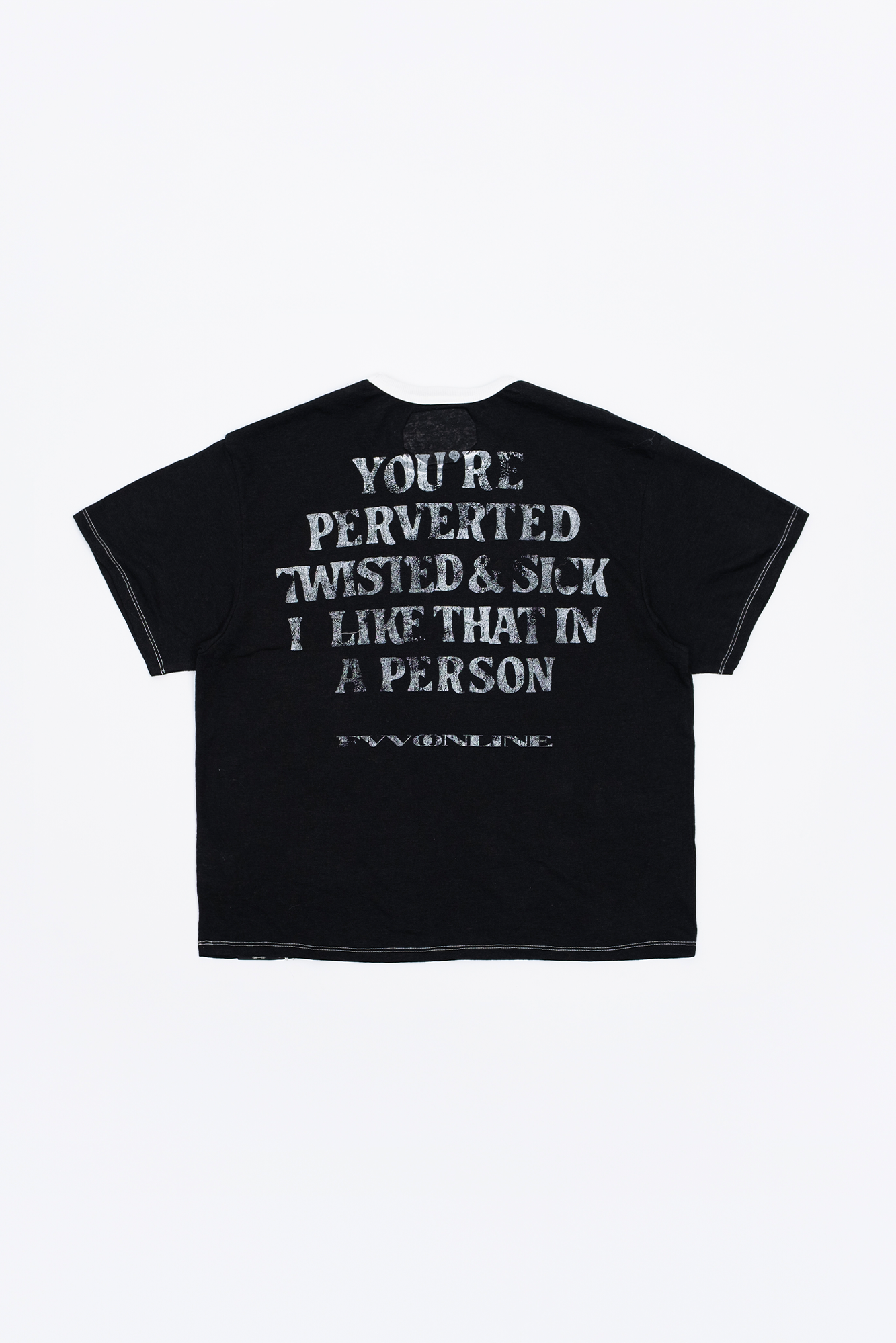 FVVO Slogan Graphic Ringer Tee-T Shirt-S-Free Shipping Leatheretro