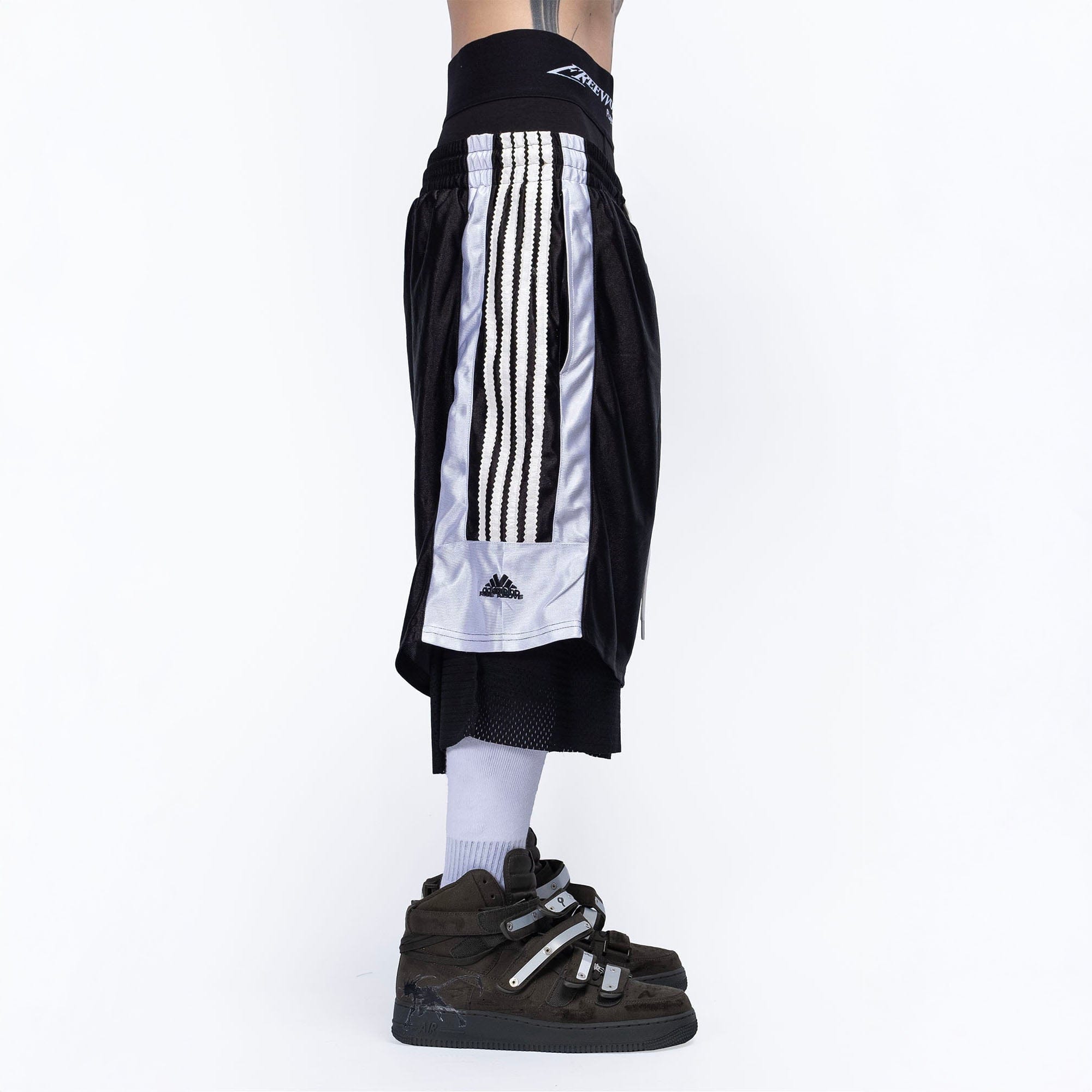 FVVO Layered Mesh Satin Striped Shorts-Shorts-White-S-Free Shipping Leatheretro