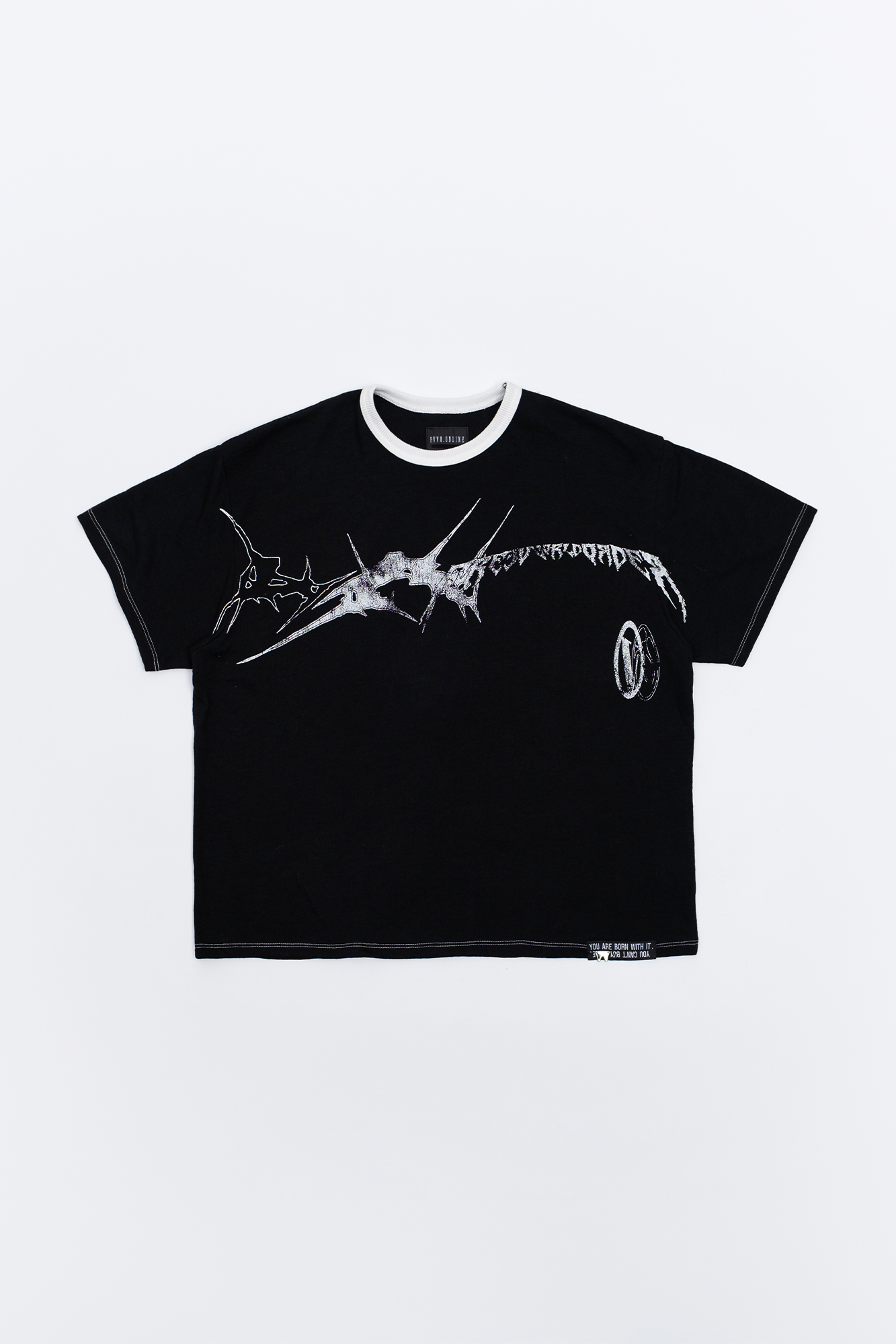 FVVO Slogan Graphic Ringer Tee-T Shirt-S-Free Shipping Leatheretro