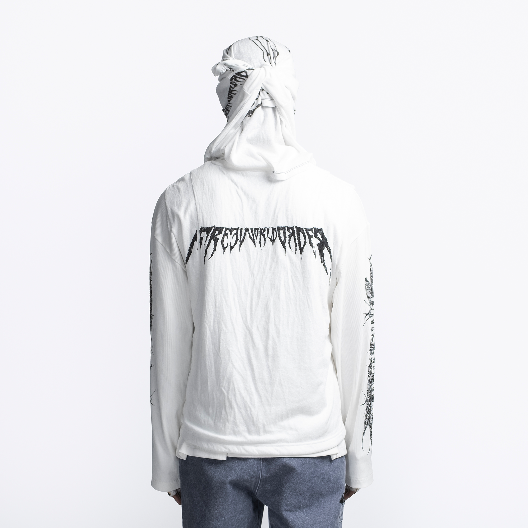 FVVO Ribbed Printed Henley Long Sleeve-L/S Tee-S-White-Free Shipping Leatheretro