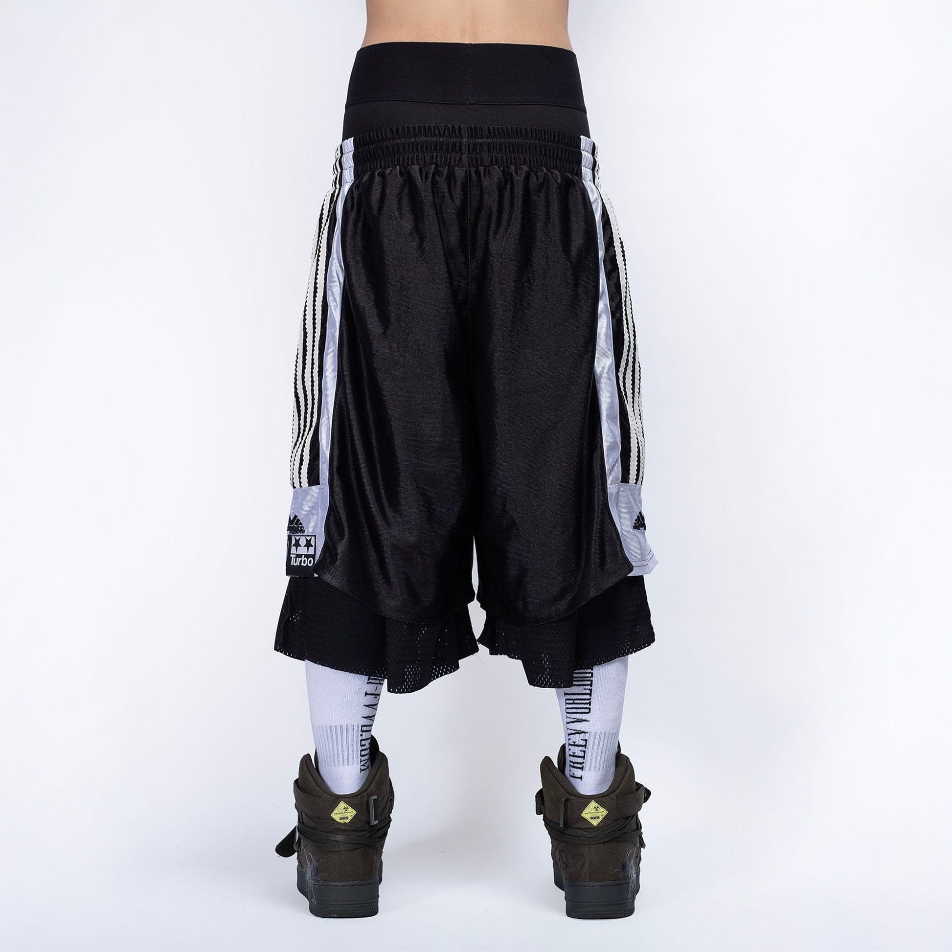 FVVO Layered Mesh Satin Striped Shorts-Shorts-White-S-Free Shipping Leatheretro