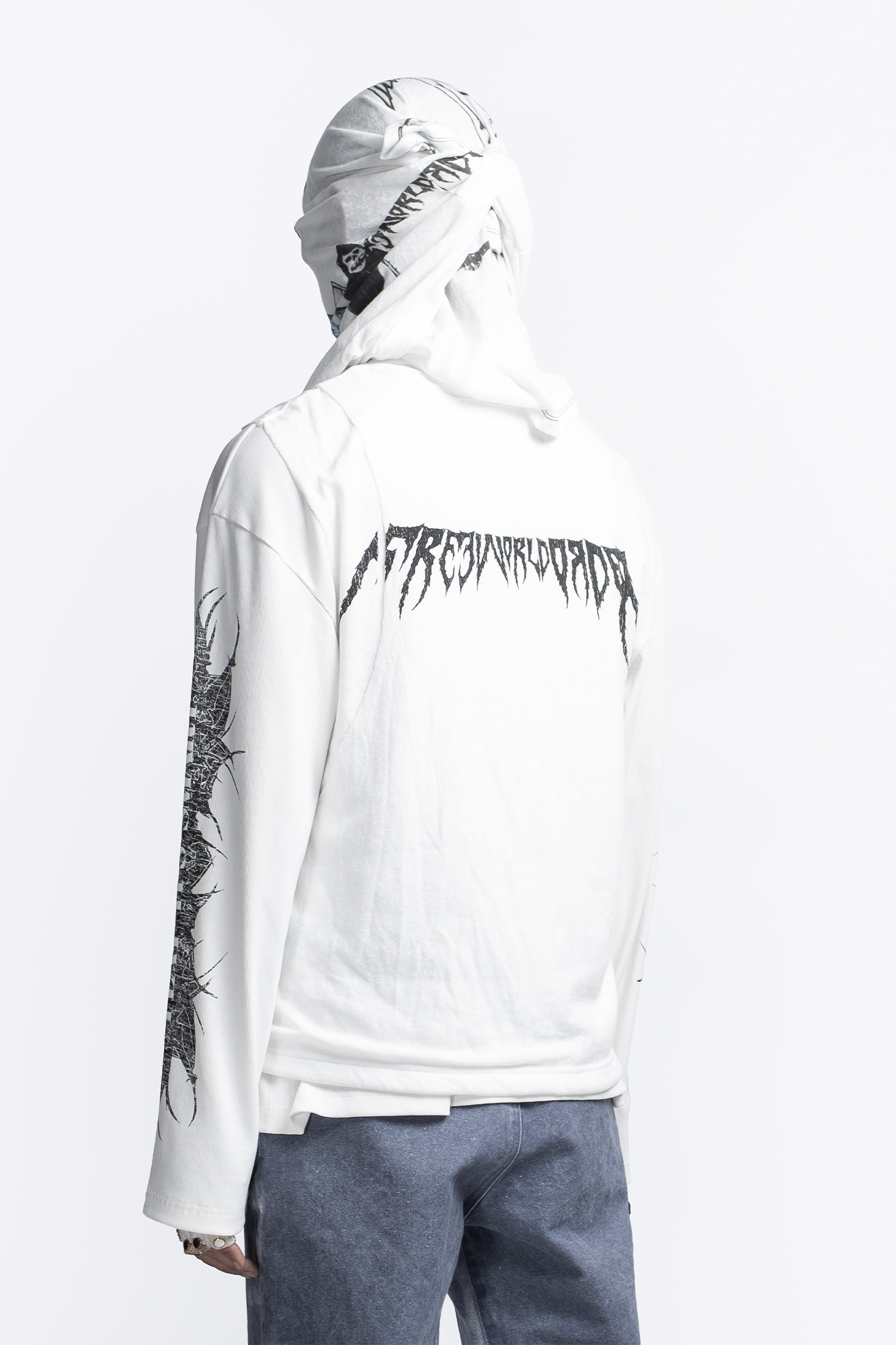 FVVO Ribbed Printed Henley Long Sleeve-L/S Tee-S-White-Free Shipping Leatheretro