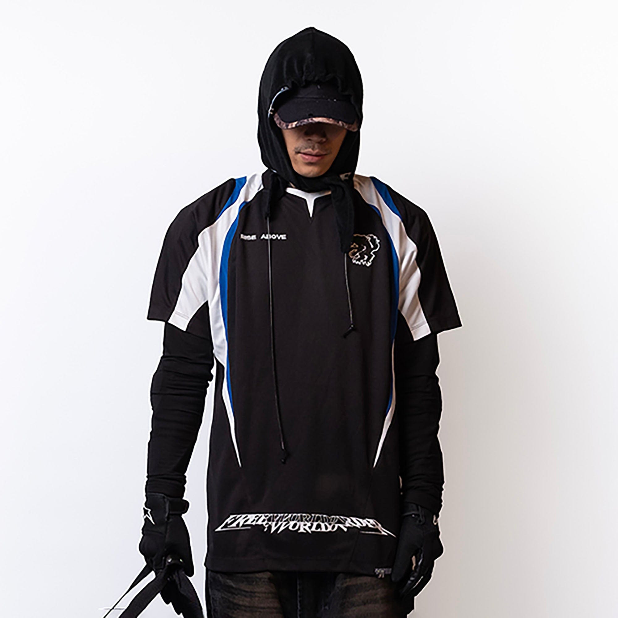 FVVO Retro Contrast Spliced Racing T-Shirt-T Shirt-S-Black-Free Shipping Leatheretro