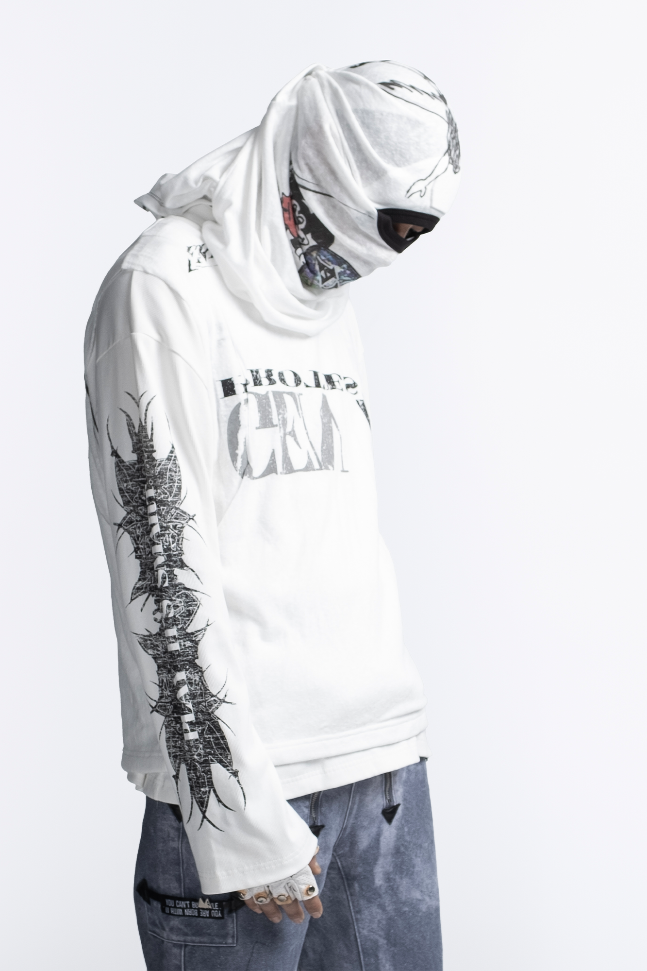 FVVO Ribbed Printed Henley Long Sleeve-L/S Tee-S-White-Free Shipping Leatheretro