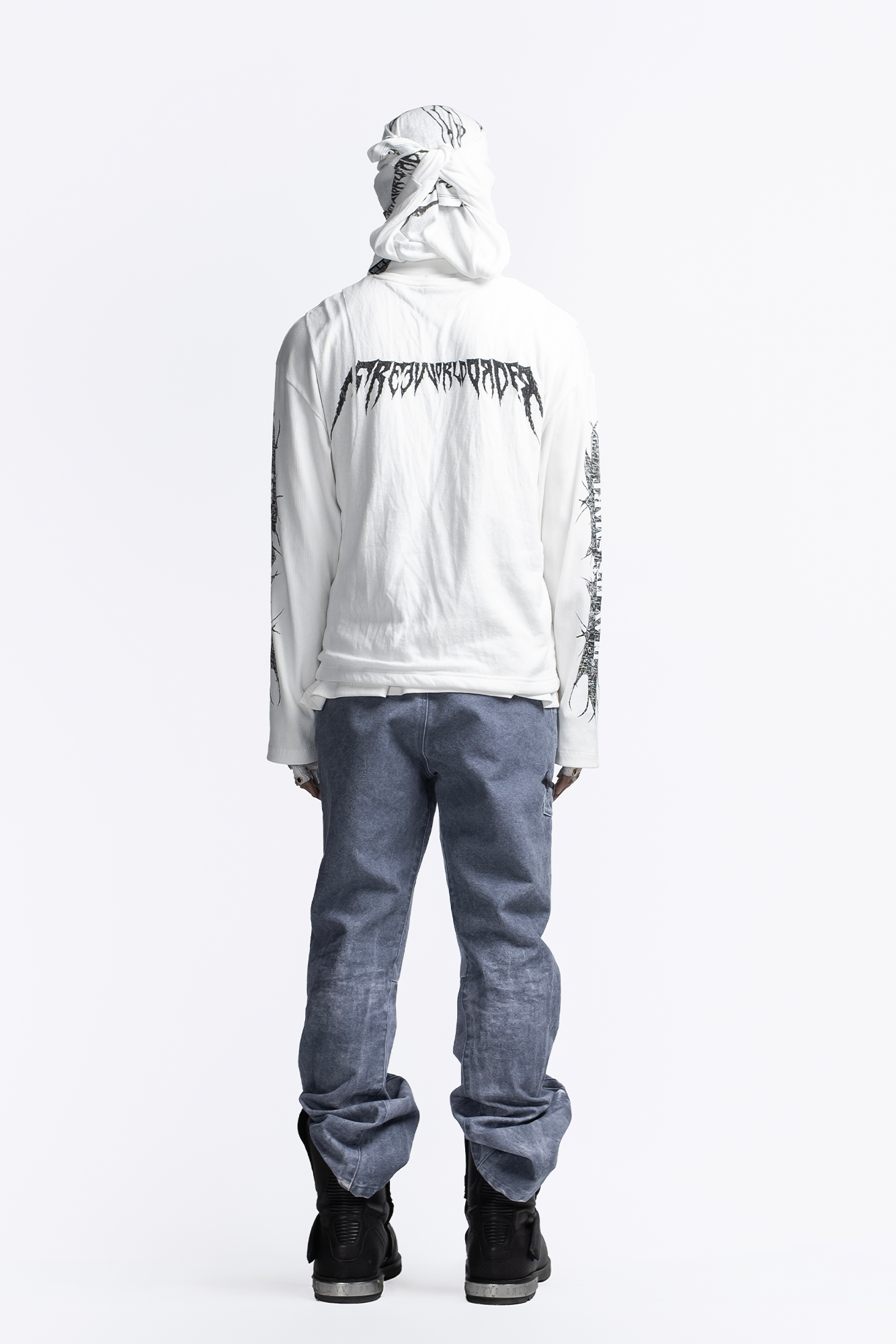 FVVO Ribbed Printed Henley Long Sleeve-L/S Tee-S-White-Free Shipping Leatheretro