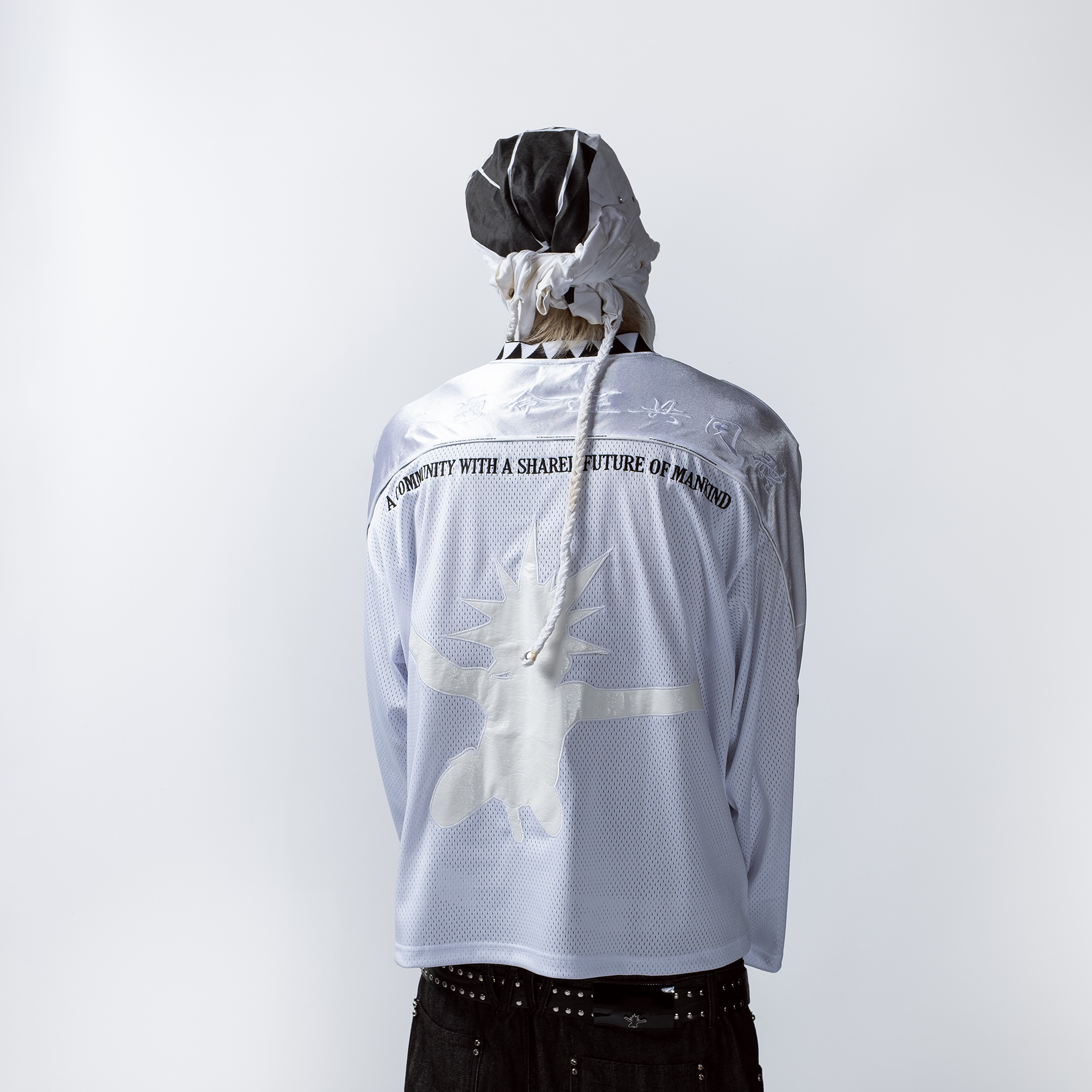 FVVO Padded Shoulder V-Neck Jersey-L/S Tee-S-White-Free Shipping Leatheretro