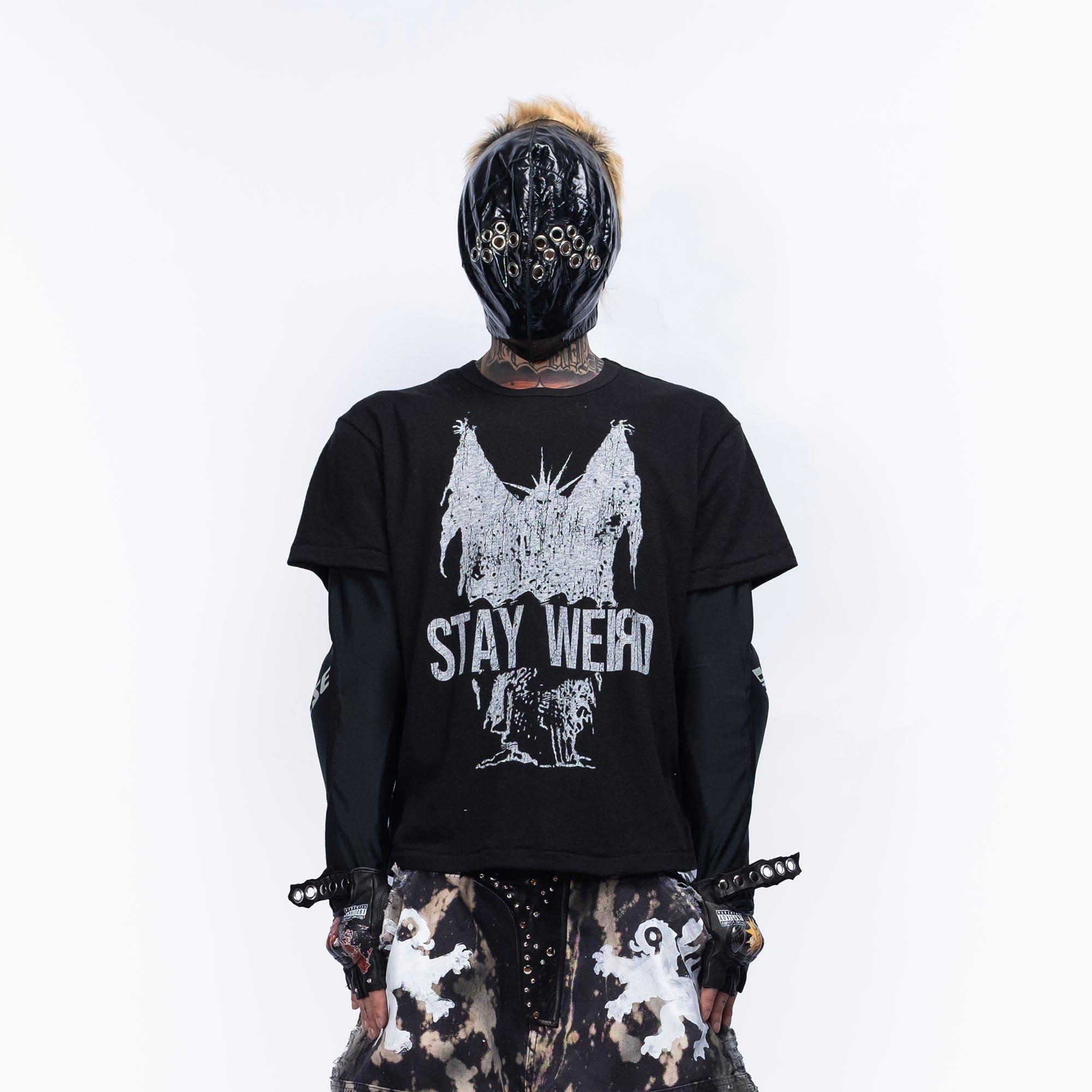 FVVO Stay Weird Graphic Punk T-Shirt-T Shirt-Black-S-Free Shipping Leatheretro