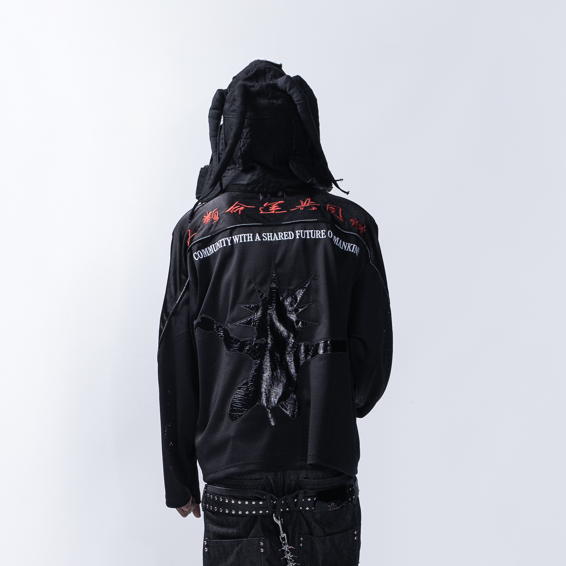 FVVO Padded Shoulder V-Neck Jersey-L/S Tee-S-White-Free Shipping Leatheretro