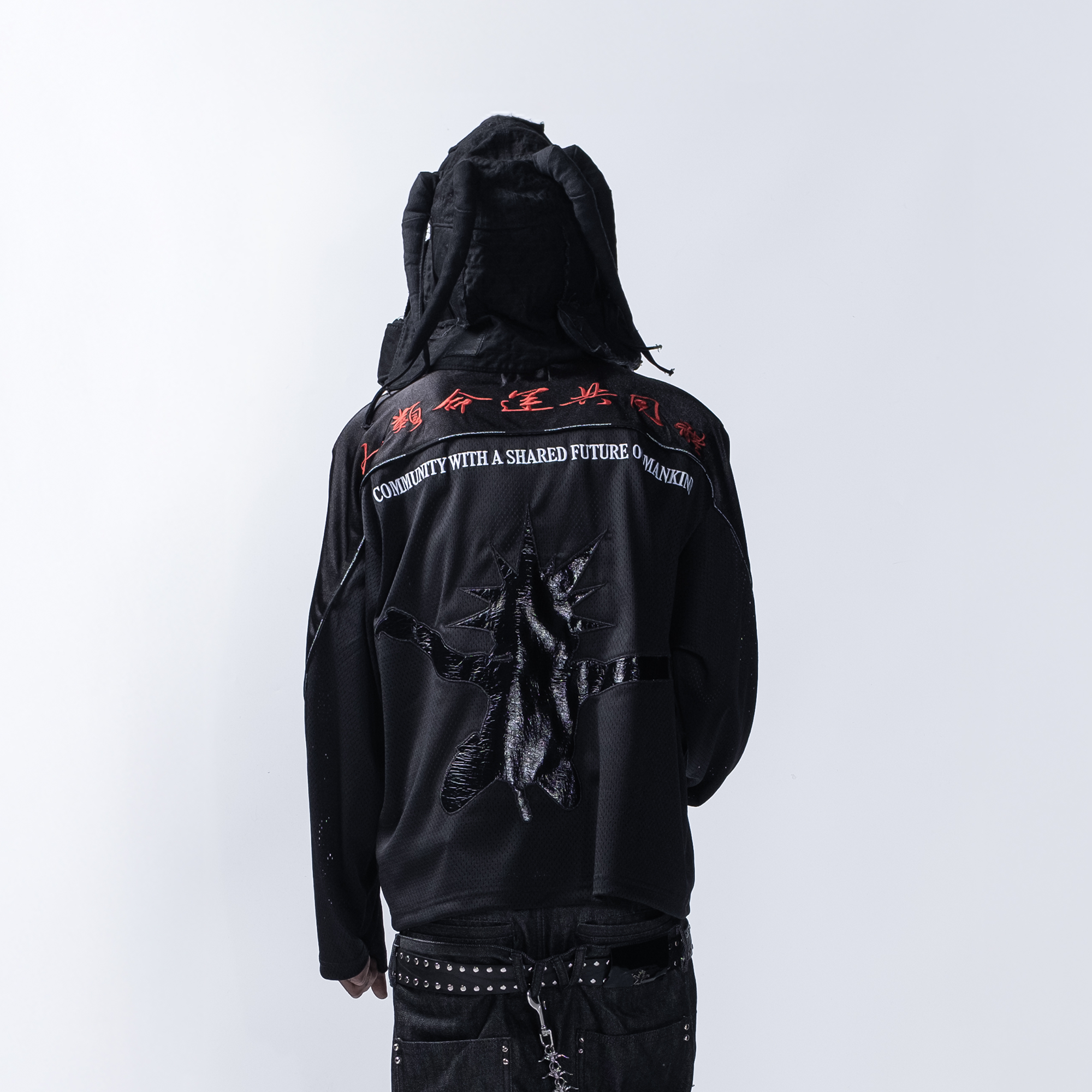 FVVO Padded Shoulder V-Neck Jersey-L/S Tee-S-White-Free Shipping Leatheretro