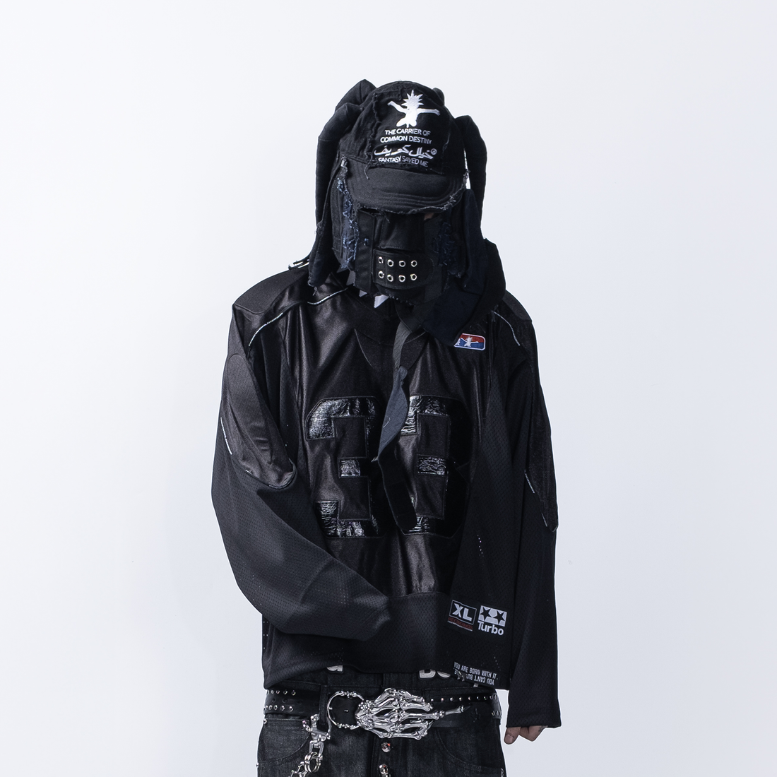 FVVO Padded Shoulder V-Neck Jersey-L/S Tee-S-White-Free Shipping Leatheretro