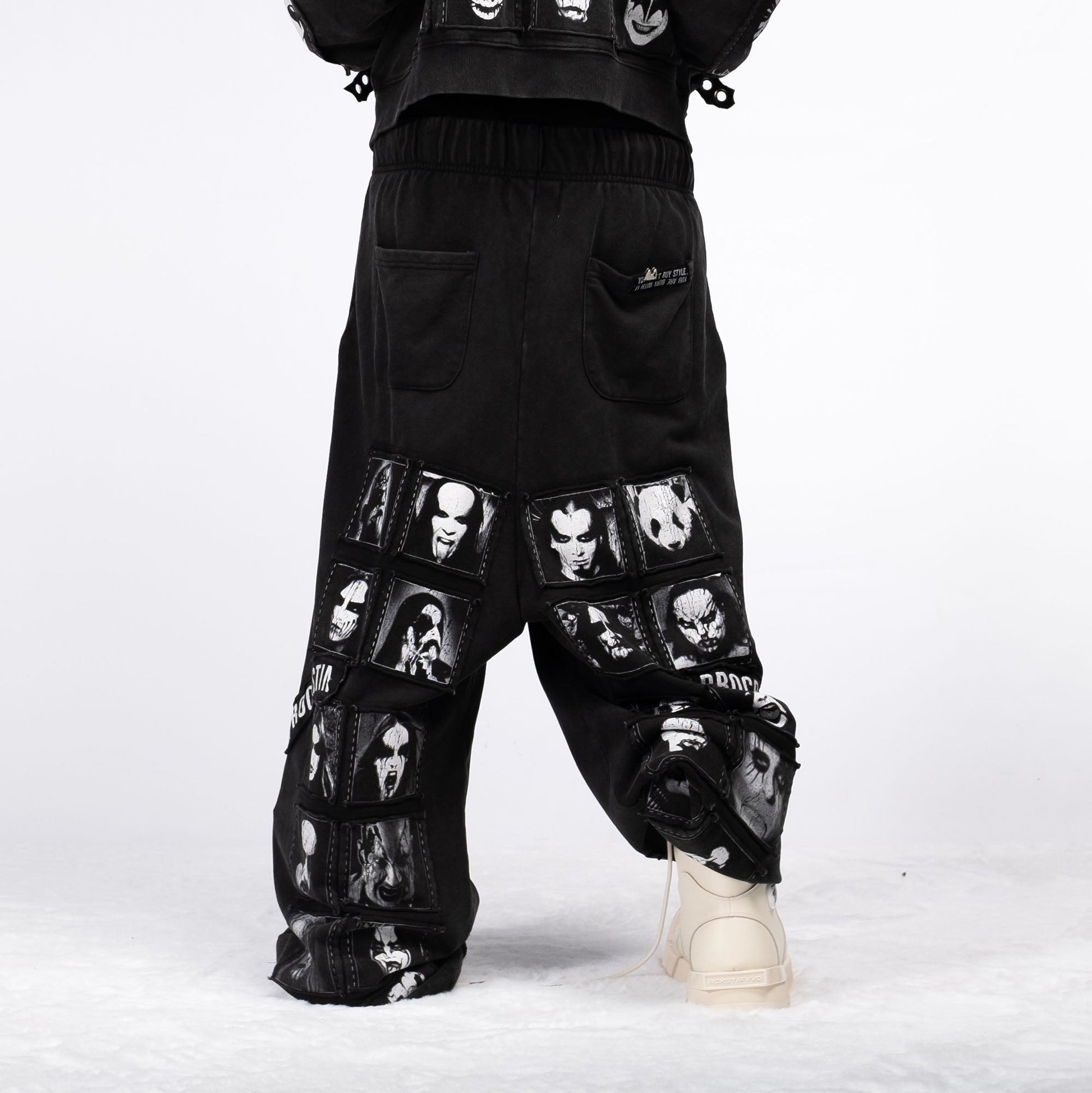 FVVO Patch Washed Sweatpants-Pants-S-White-Free Shipping Leatheretro