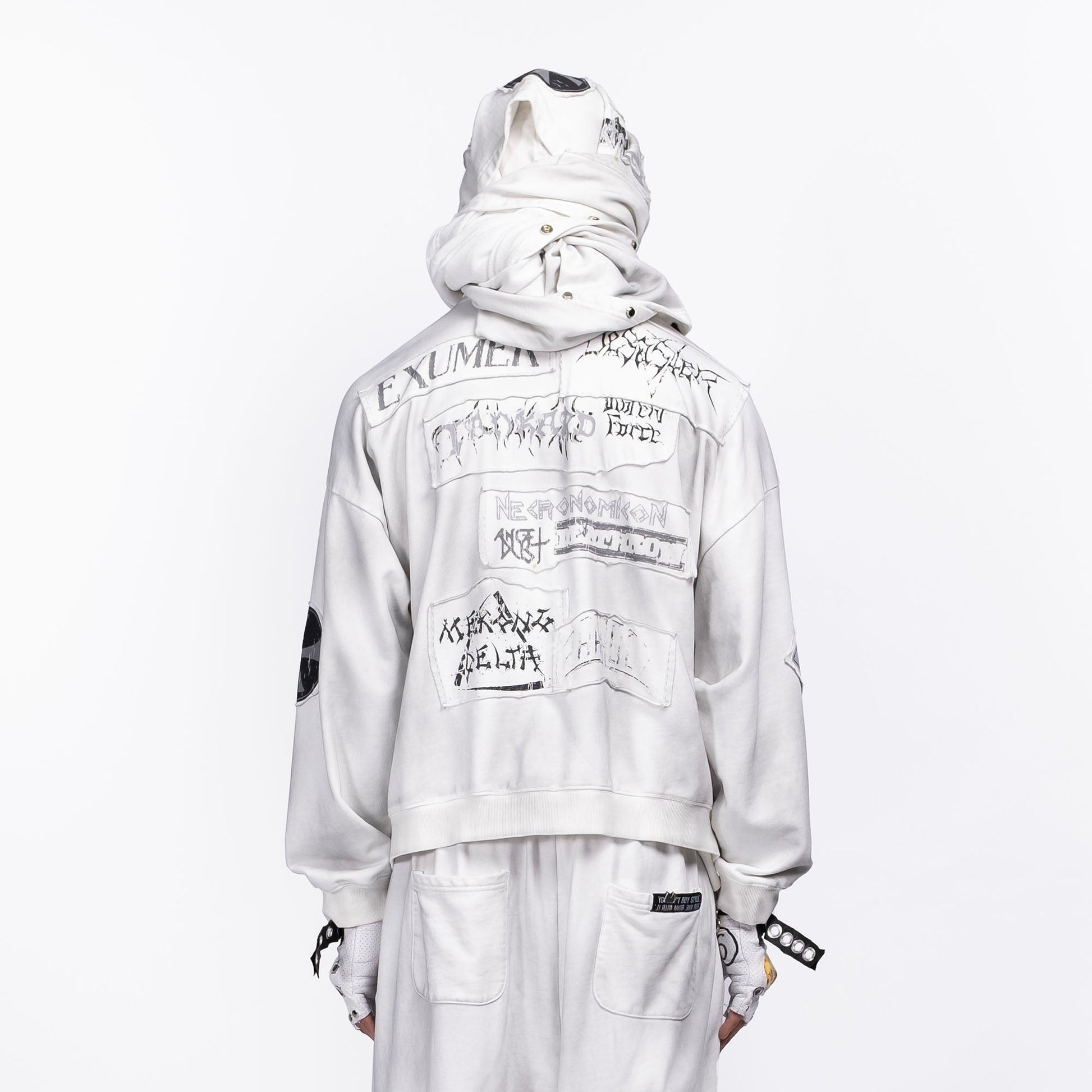 FVVO Patch Washed Zip-Up Hoodie-Jacket-S-White-Free Shipping Leatheretro