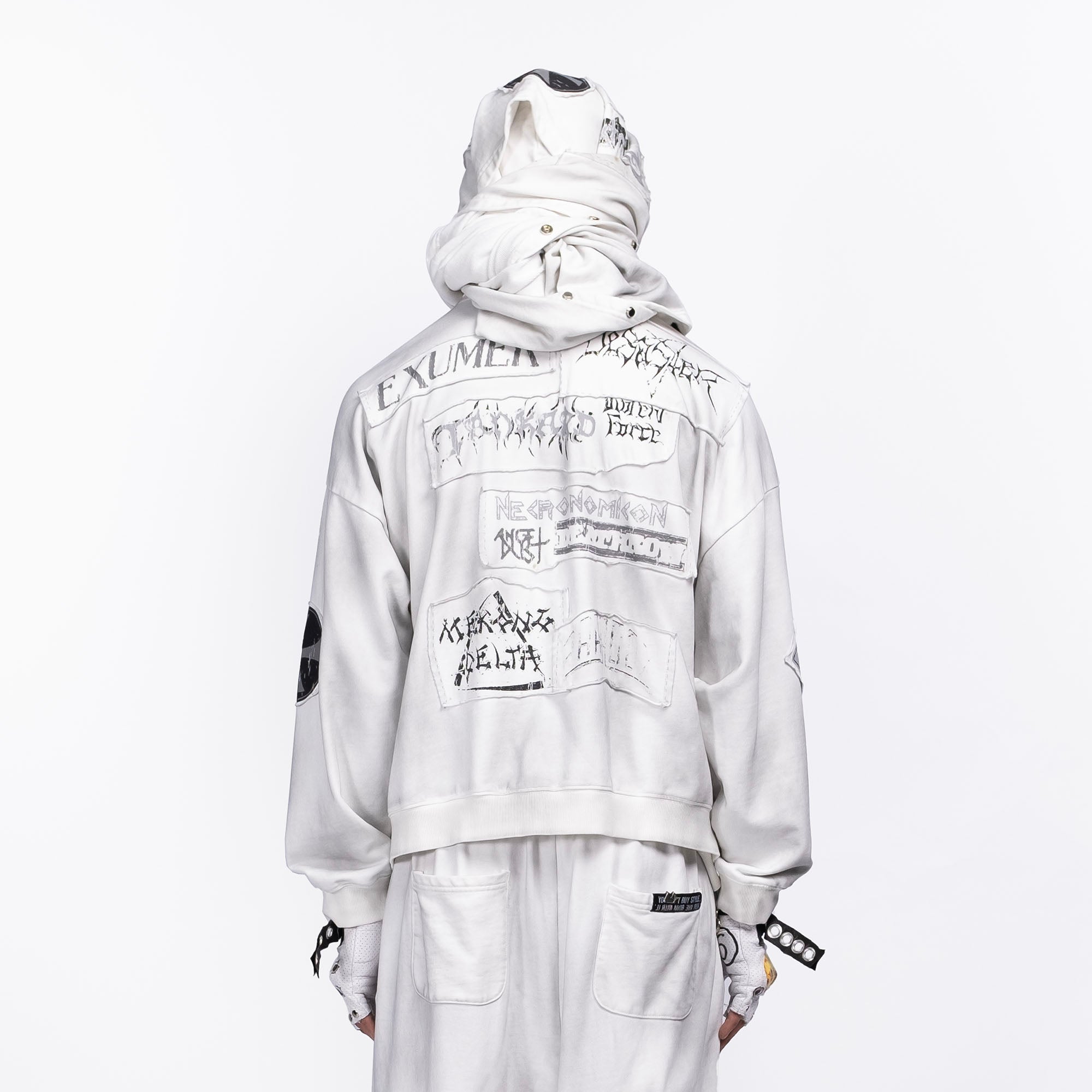 FVVO Patch Washed Zip-Up Hoodie-Jacket-S-White-Free Shipping Leatheretro