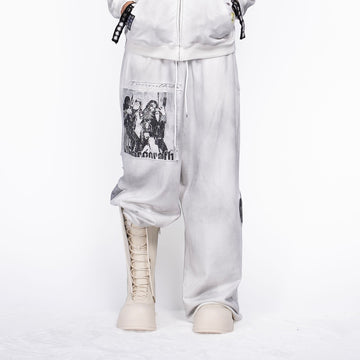 FVVO Patch Washed Sweatpants-Pants-S-White-Free Shipping Leatheretro