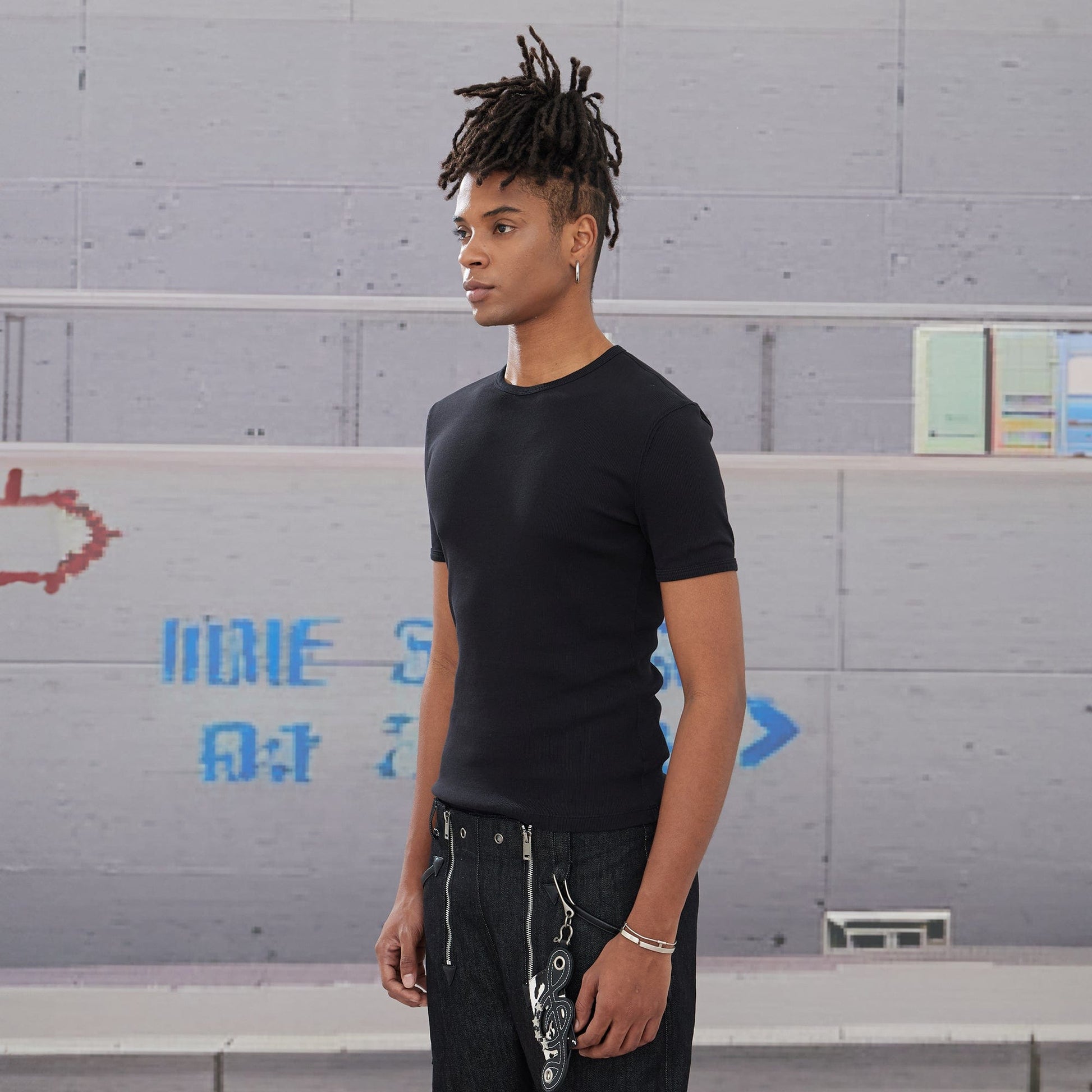 DND4DES Essential Ribbed Slim-Fit T-Shirt-T Shirt-S-Black-Free Shipping Leatheretro