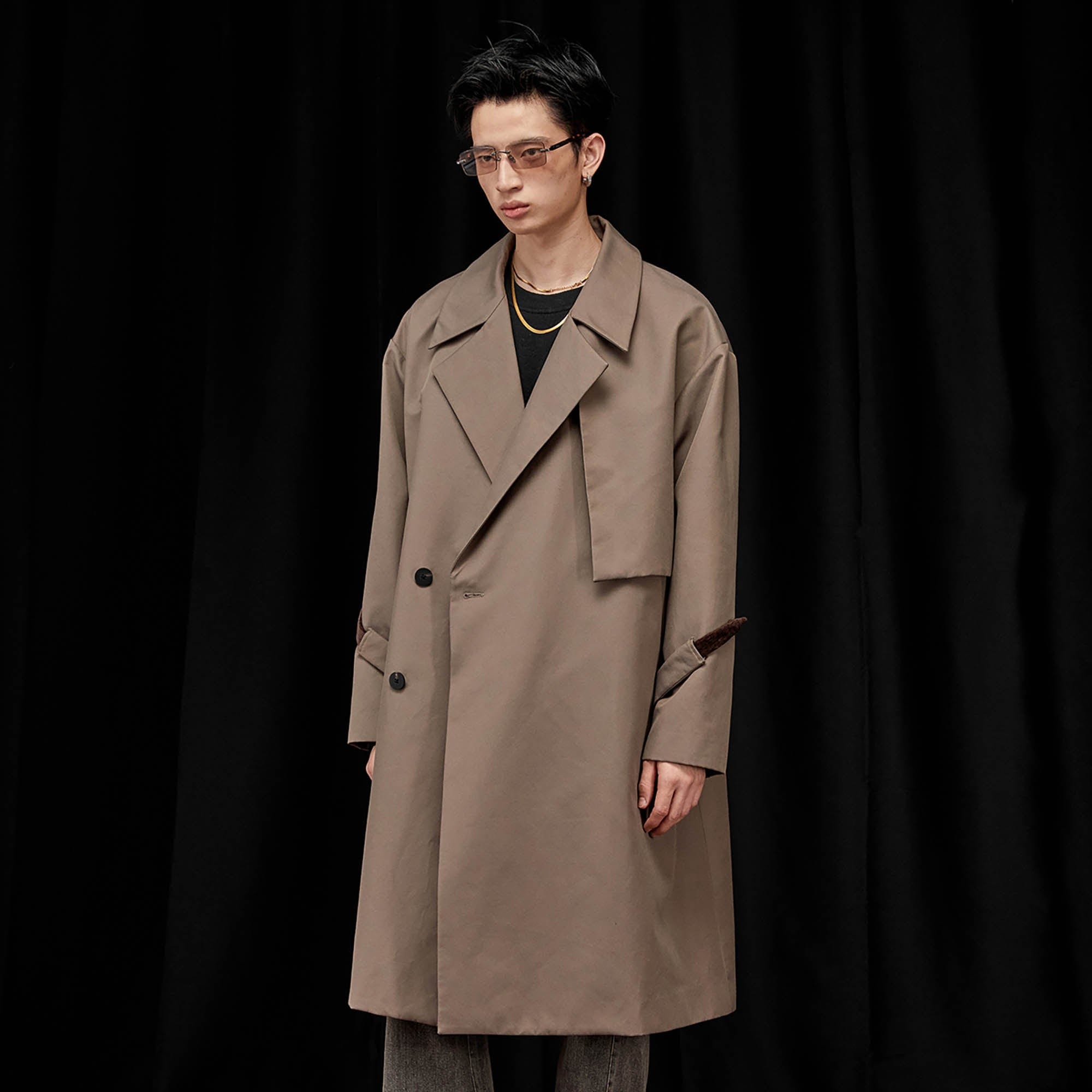 ALVNG AR ANTS Double-Breasted Notch Lapel Oversized Coat-Jacket-S-Free Shipping Leatheretro