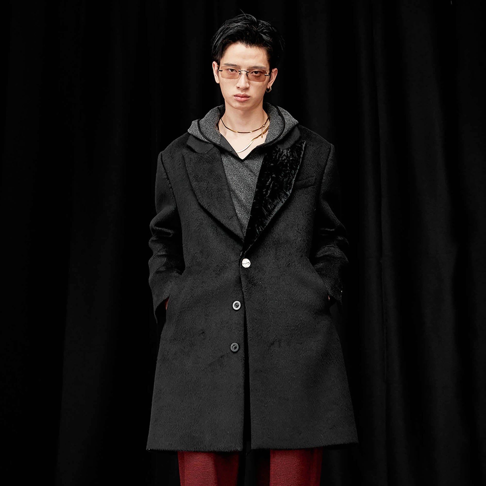 ALVNG AR ANTS Wool-Blend Peak Lapel Oversized Coat-Jacket-S-Free Shipping Leatheretro