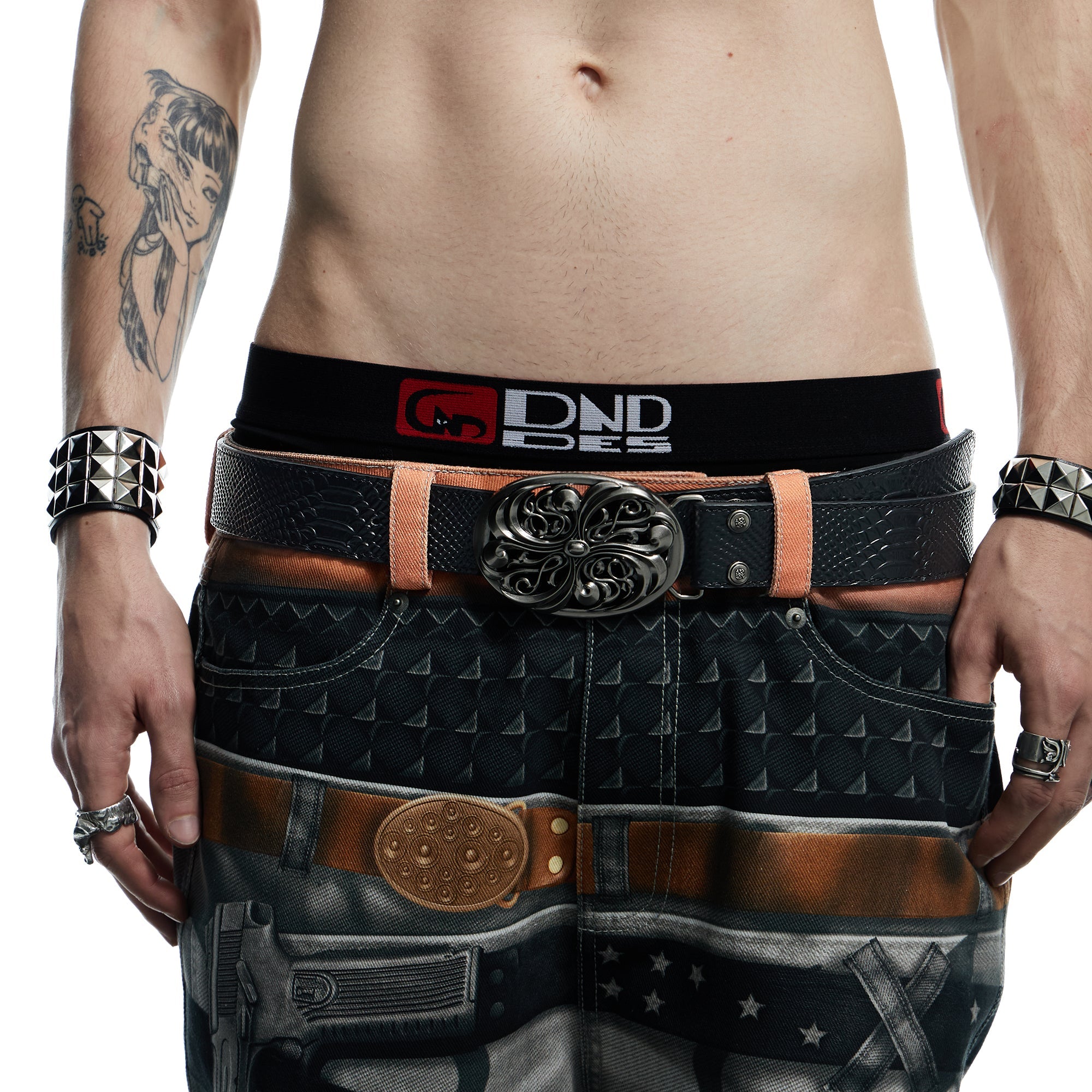 DND4DES Buckle Snake-Embossed Leather Belt-Accessories-Regular-Free Shipping Leatheretro
