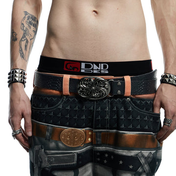 DND4DES Buckle Snake-Embossed Leather Belt-Accessories-Regular-Free Shipping Leatheretro