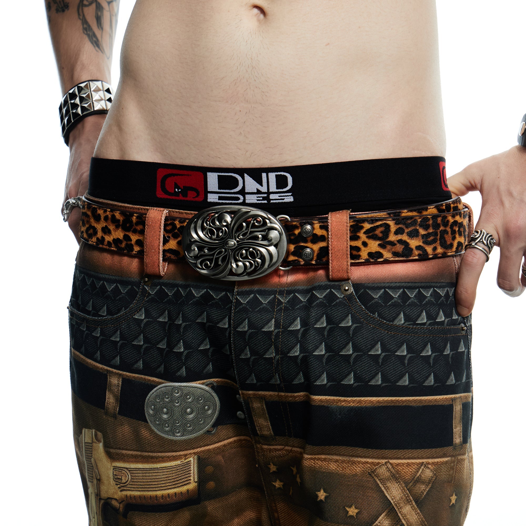 DND4DES Filigree Buckle Horsehair Leopard Belt-Accessories-Regular-Free Shipping Leatheretro