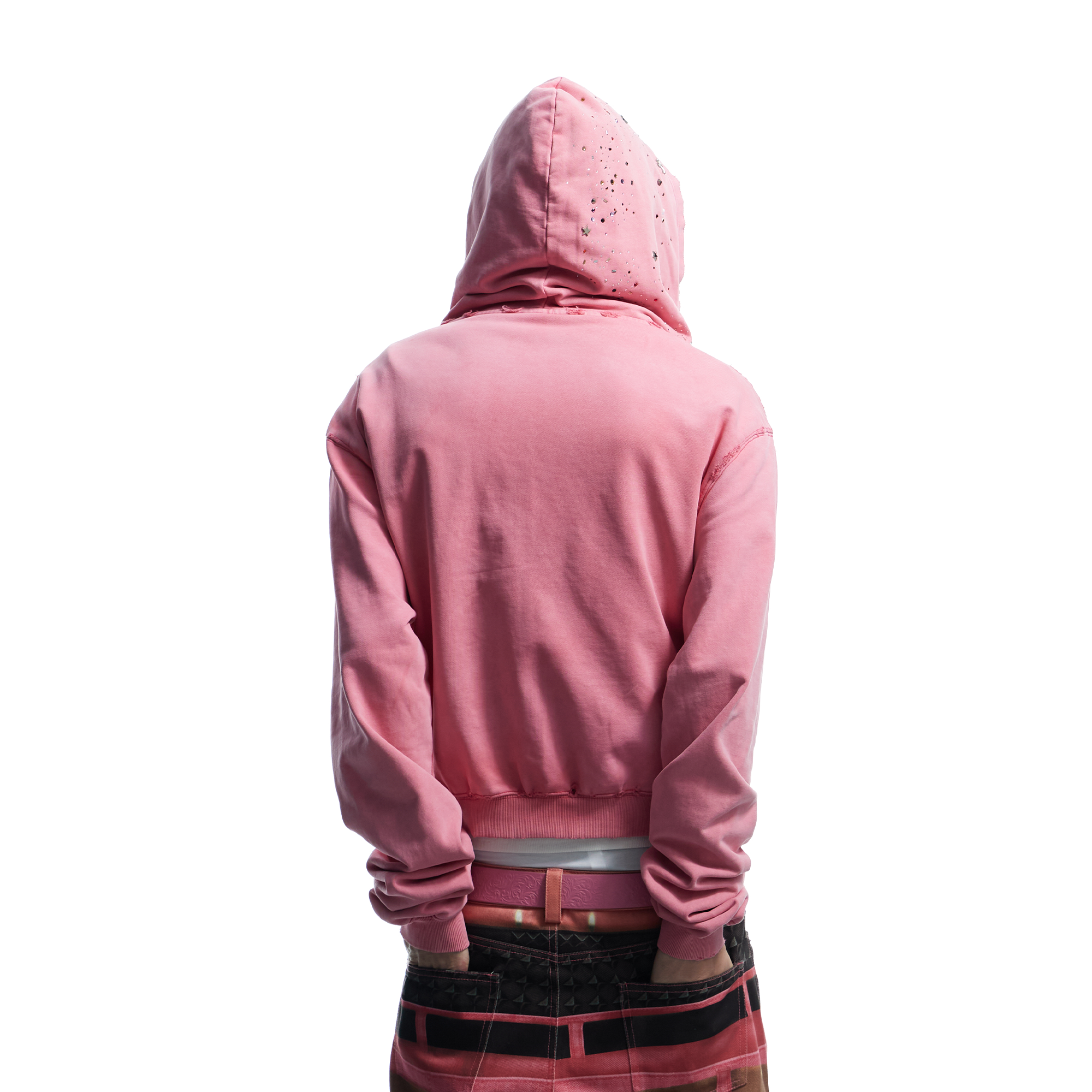 DND4DES Starry Diamond Washed Zip-Up Hoodie-Jacket-S-Pink-Free Shipping Leatheretro