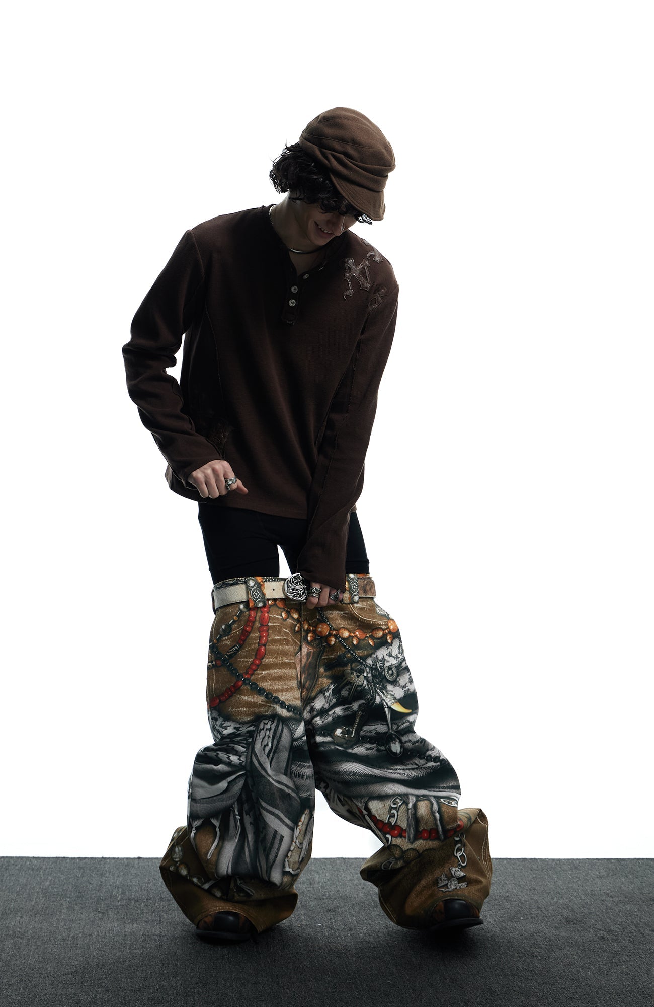 DND4DES Antique Jewelry Print Baggy Jeans-Jeans-XS-Free Shipping Leatheretro