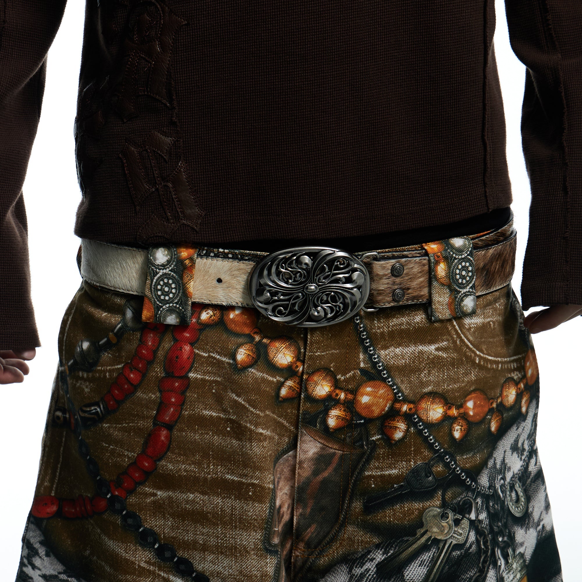 DND4DES Filigree Buckle Horsehair Leather Belt-Accessories-Regular-Free Shipping Leatheretro