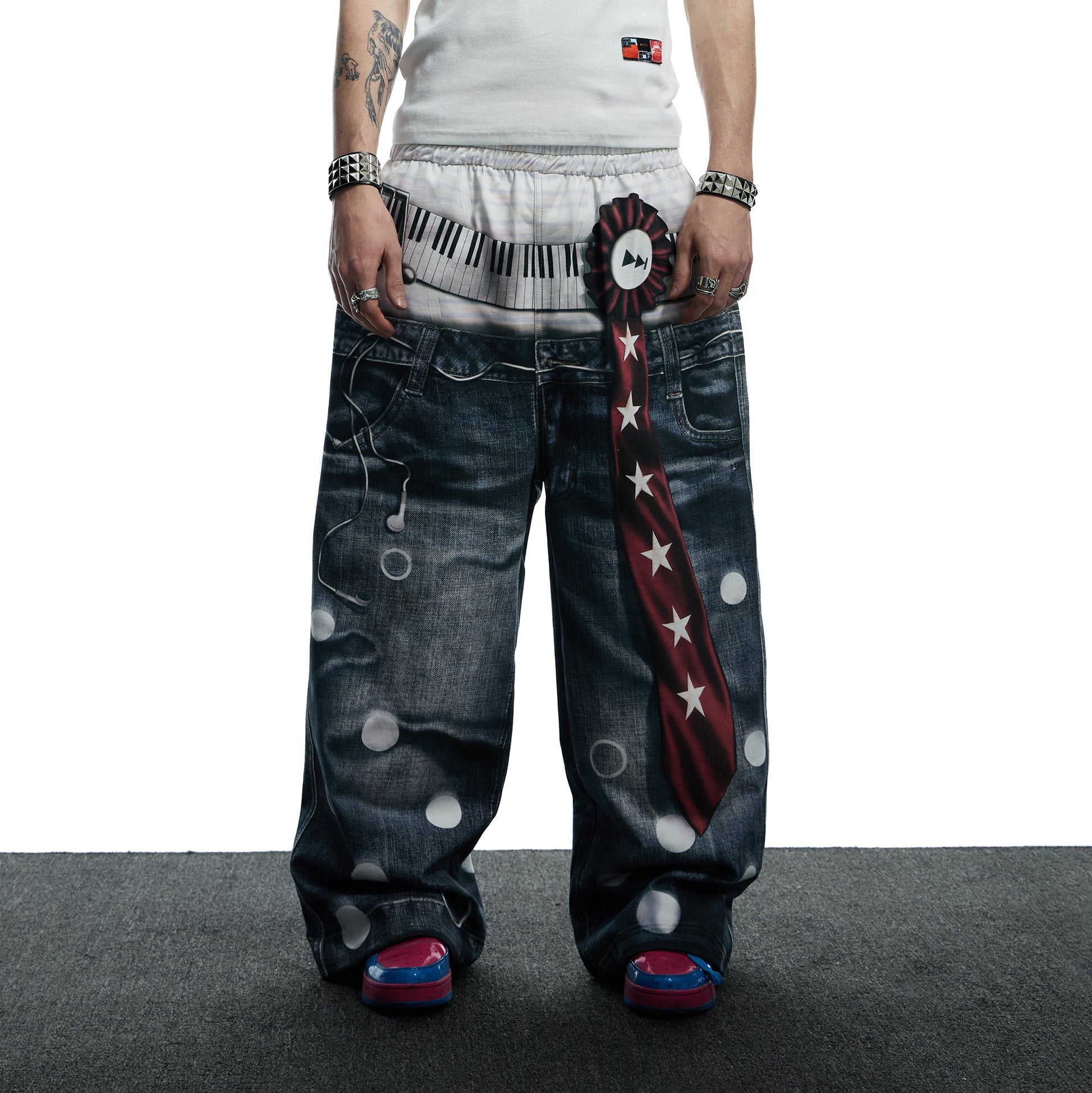 DND4DES Playful Print Baggy Trousers-Pants-S-Free Shipping Leatheretro