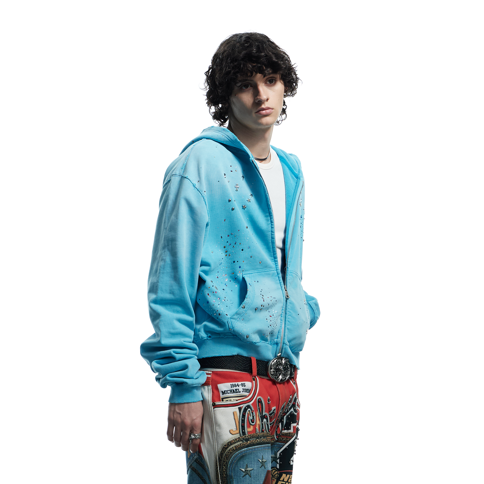 DND4DES Starry Diamond Washed Zip-Up Hoodie-Jacket-S-Pink-Free Shipping Leatheretro