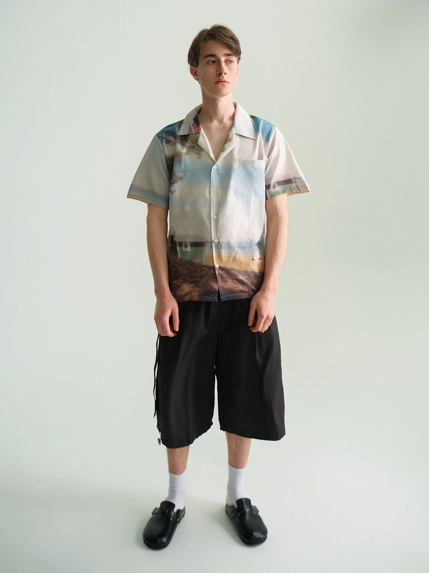 WIID Landscape Full-Print Cuban Half Shirt-Half shirt-M-Free Shipping Leatheretro