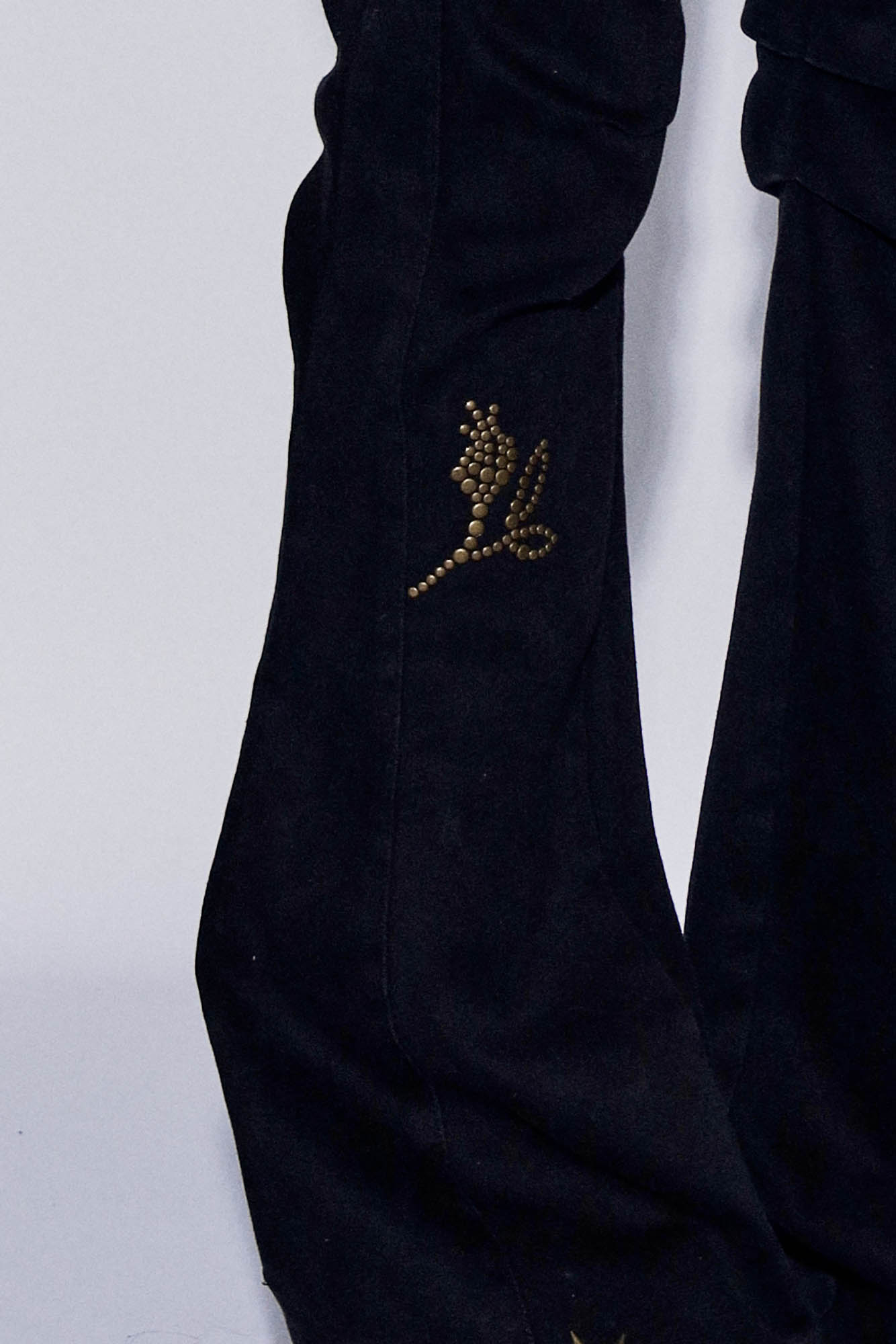 DND4DESxFaychui Rose Studded Low-Rise Flared Jeans-Jeans-S-Free Shipping Leatheretro