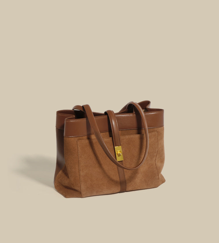 Matte Textured Tote Bag-Shoulder Bags-Brown-Free Shipping Leatheretro