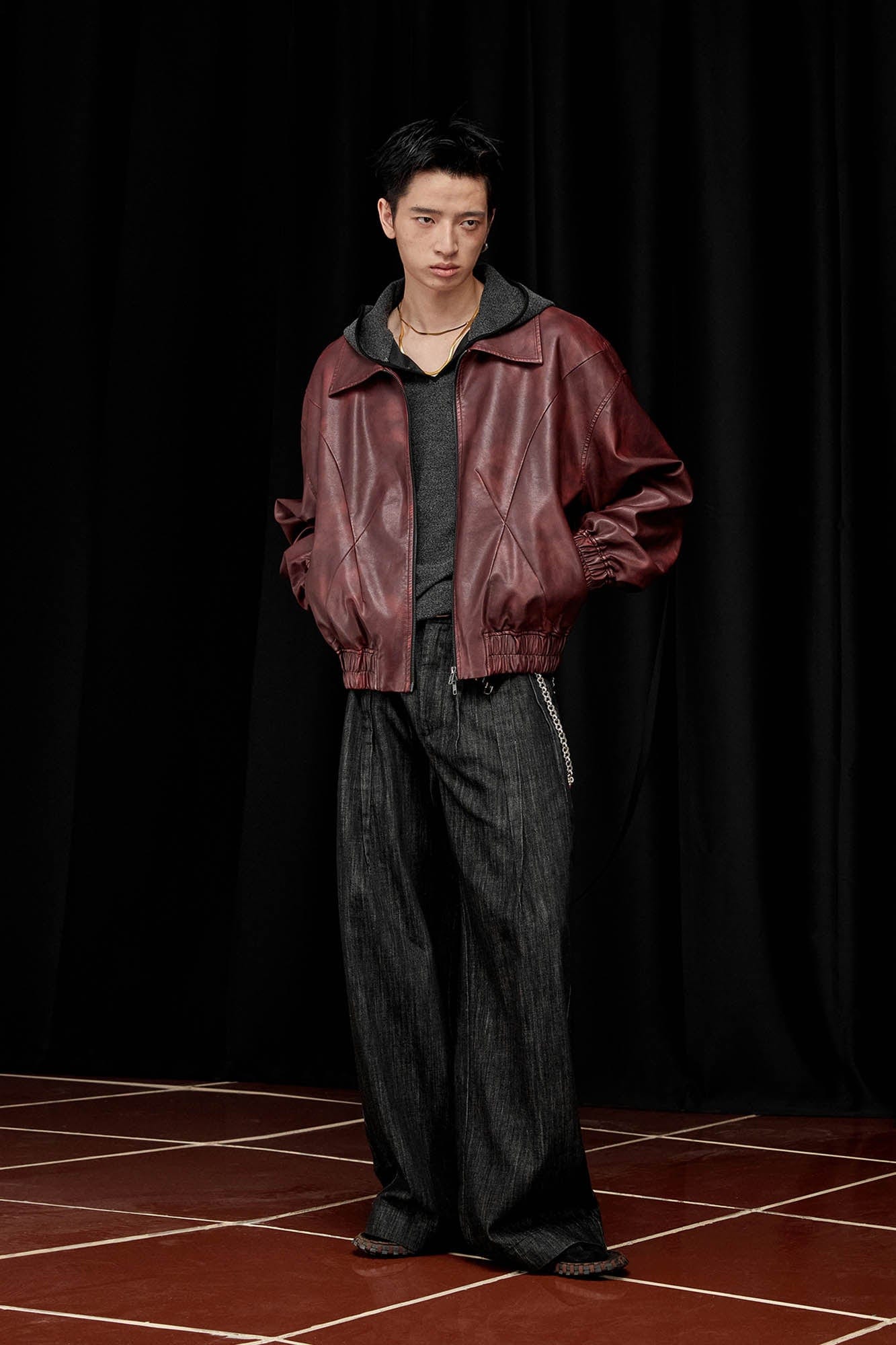 ALVNG AR ANTS Retro Distressed Spliced PU Jacket-Jacket-S-Red-Free Shipping Leatheretro