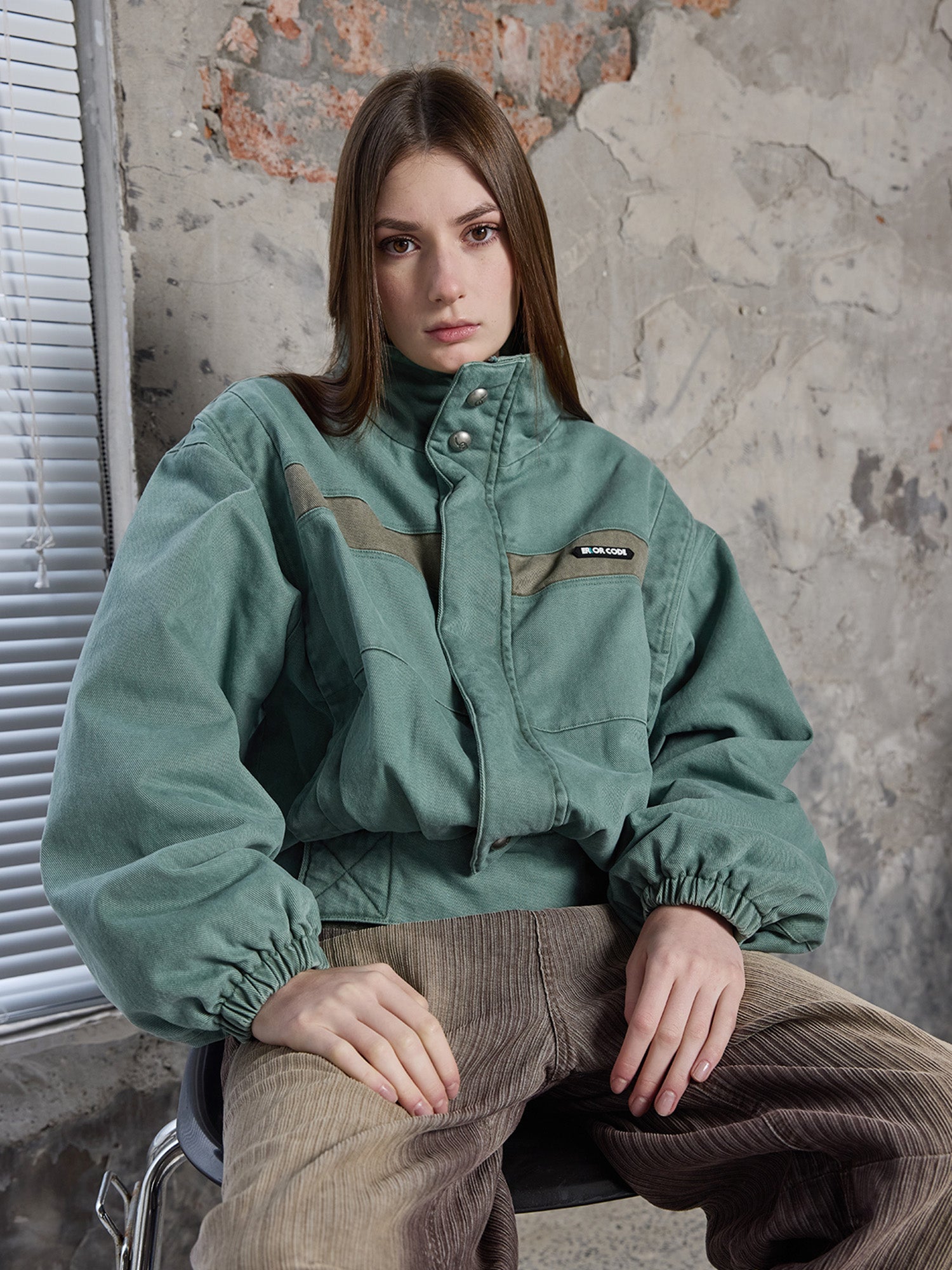 ERROR CODE ROBOT Washed Contrast Panel Jacket-Jacket-S-Free Shipping Leatheretro