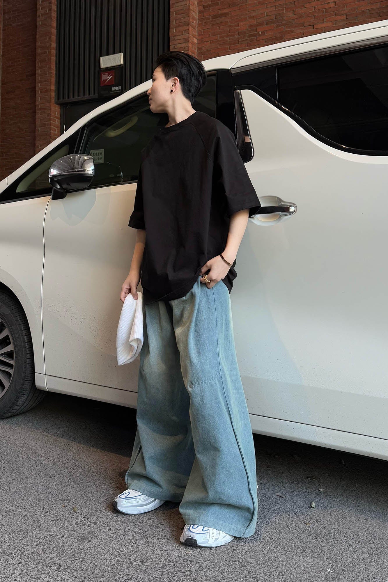 RELABEL Raglan Mid-Sleeve Oversized Tee-T Shirt-XS-Black-Free Shipping Leatheretro