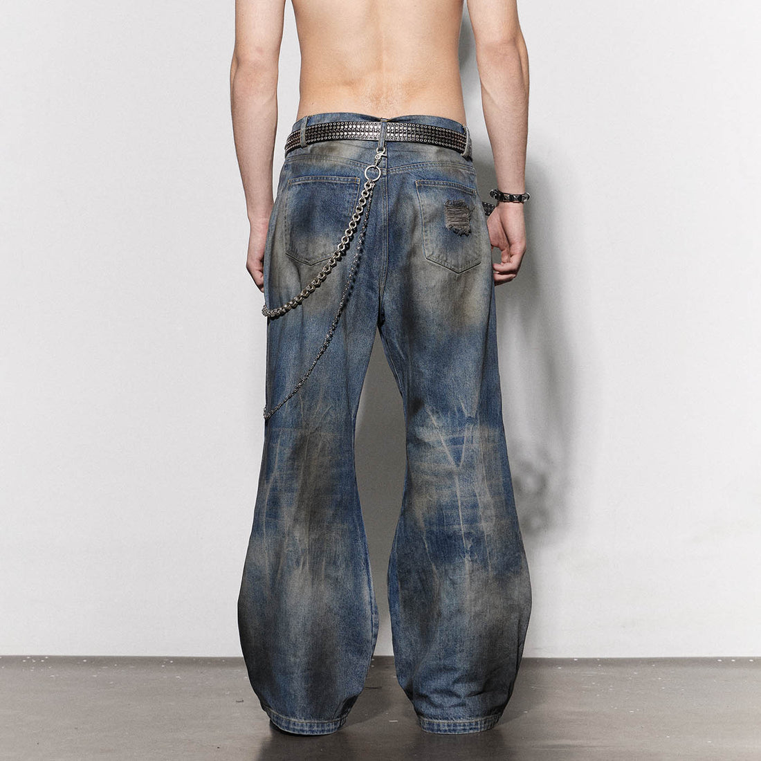 DND4DES Distressed Dusty Flared Jeans-Jeans-S-Free Shipping Leatheretro