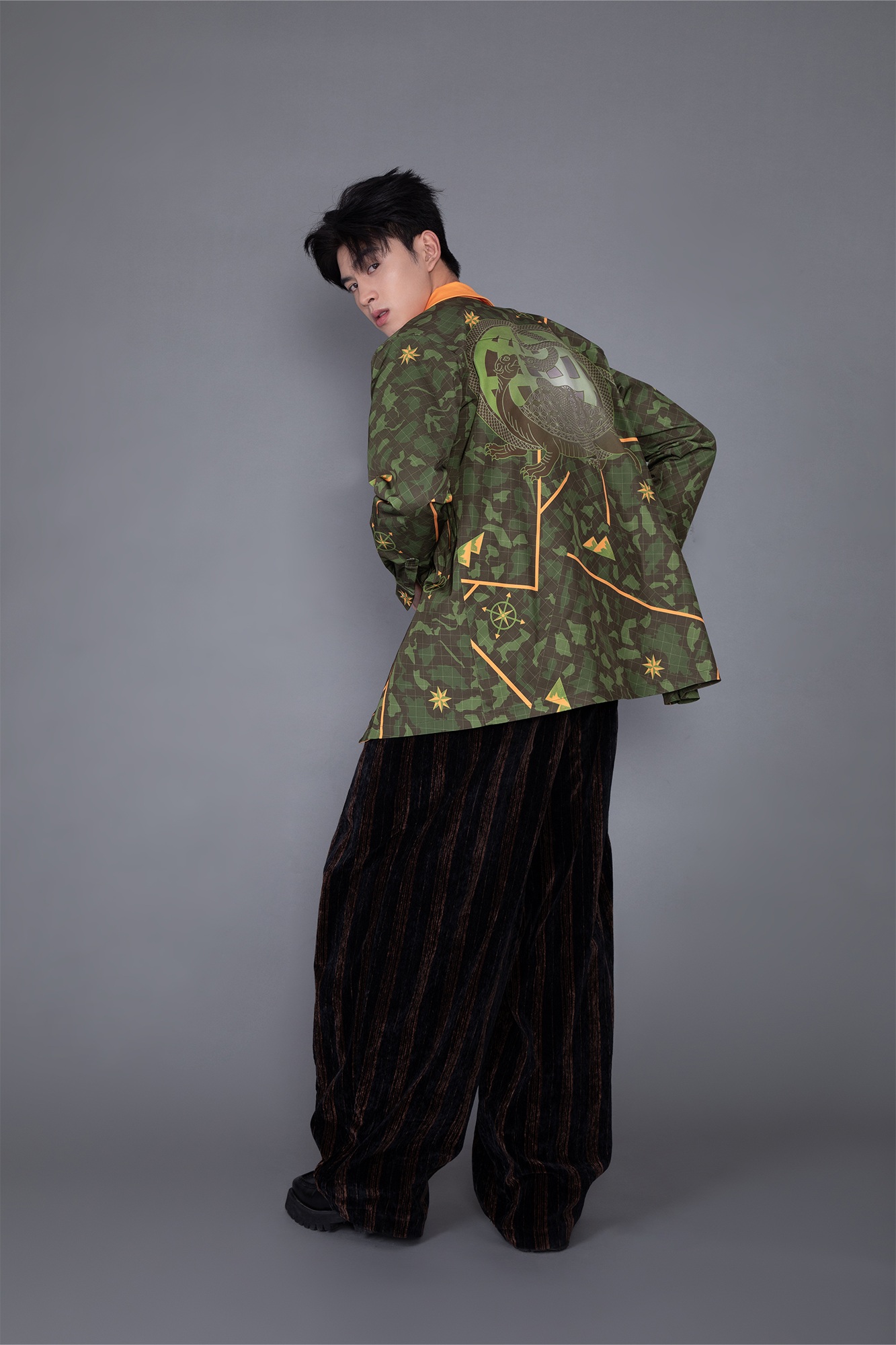 MASH UP ASIA Graphic Contrast Lapel Oversized Blazer-Jacket-M-Free Shipping Leatheretro