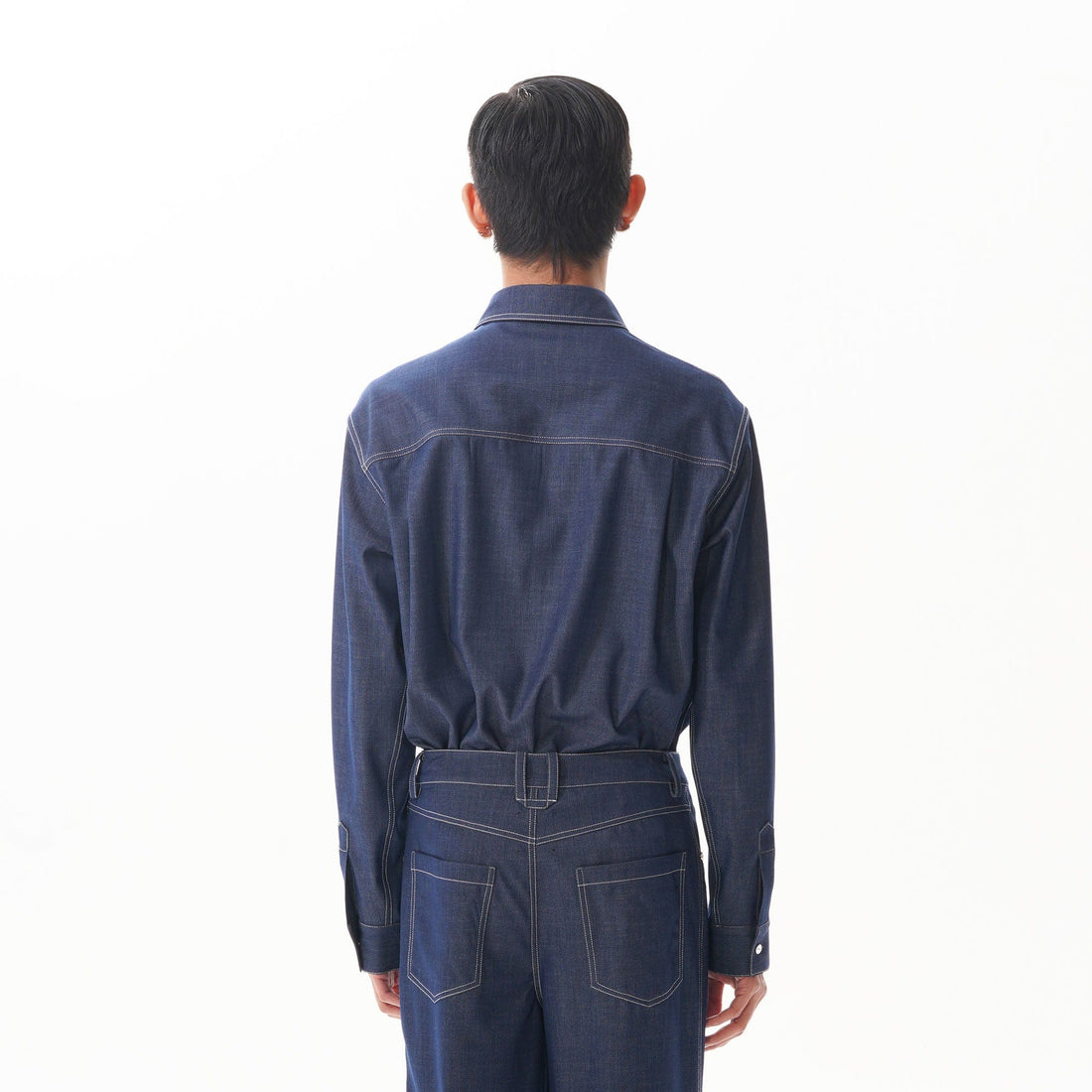 ORAL UTOPIA Classical Contrast-Stitched Utility Denim Shirt-Shirt-S-Free Shipping Leatheretro