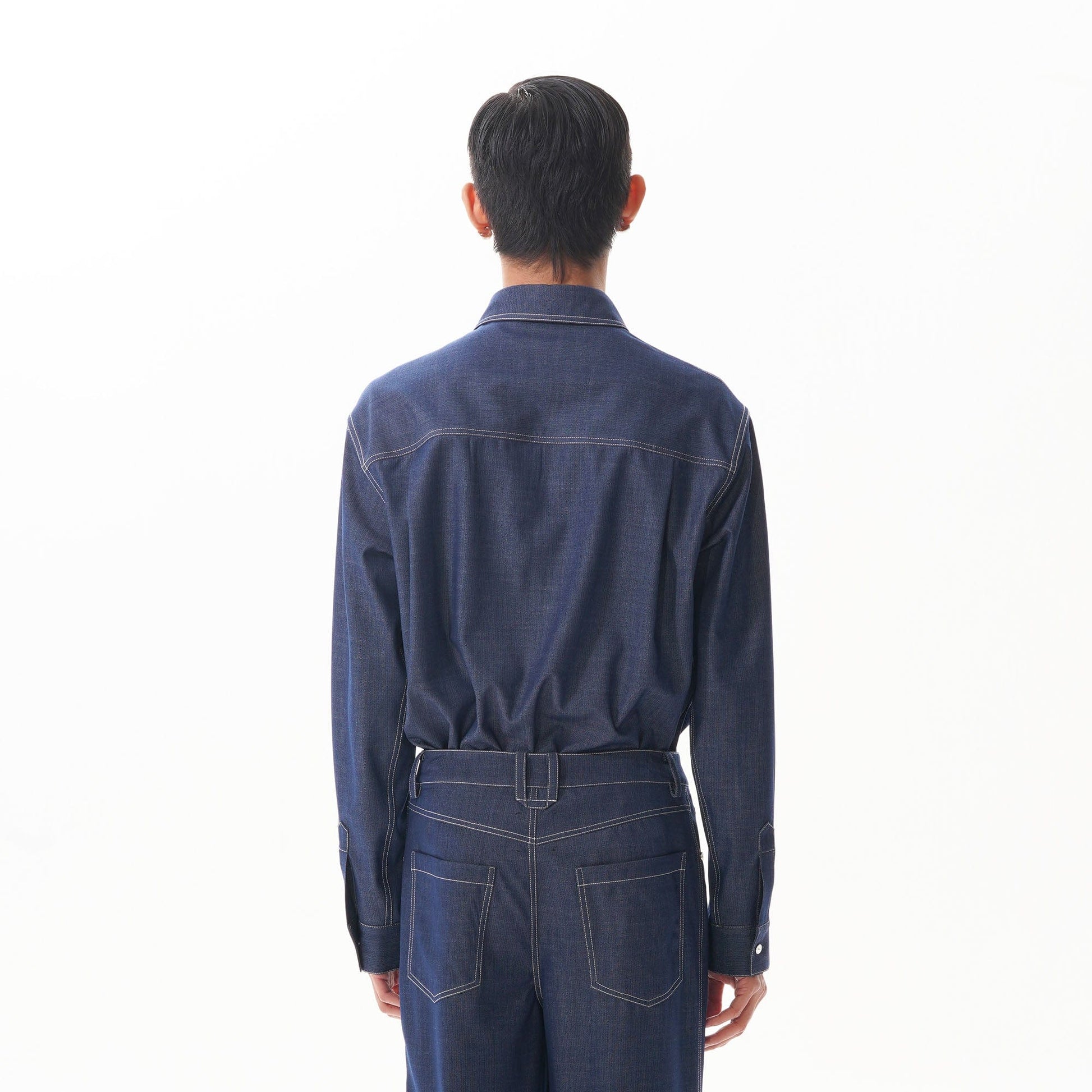 ORAL UTOPIA Classical Contrast-Stitched Utility Denim Shirt-Shirt-S-Free Shipping Leatheretro