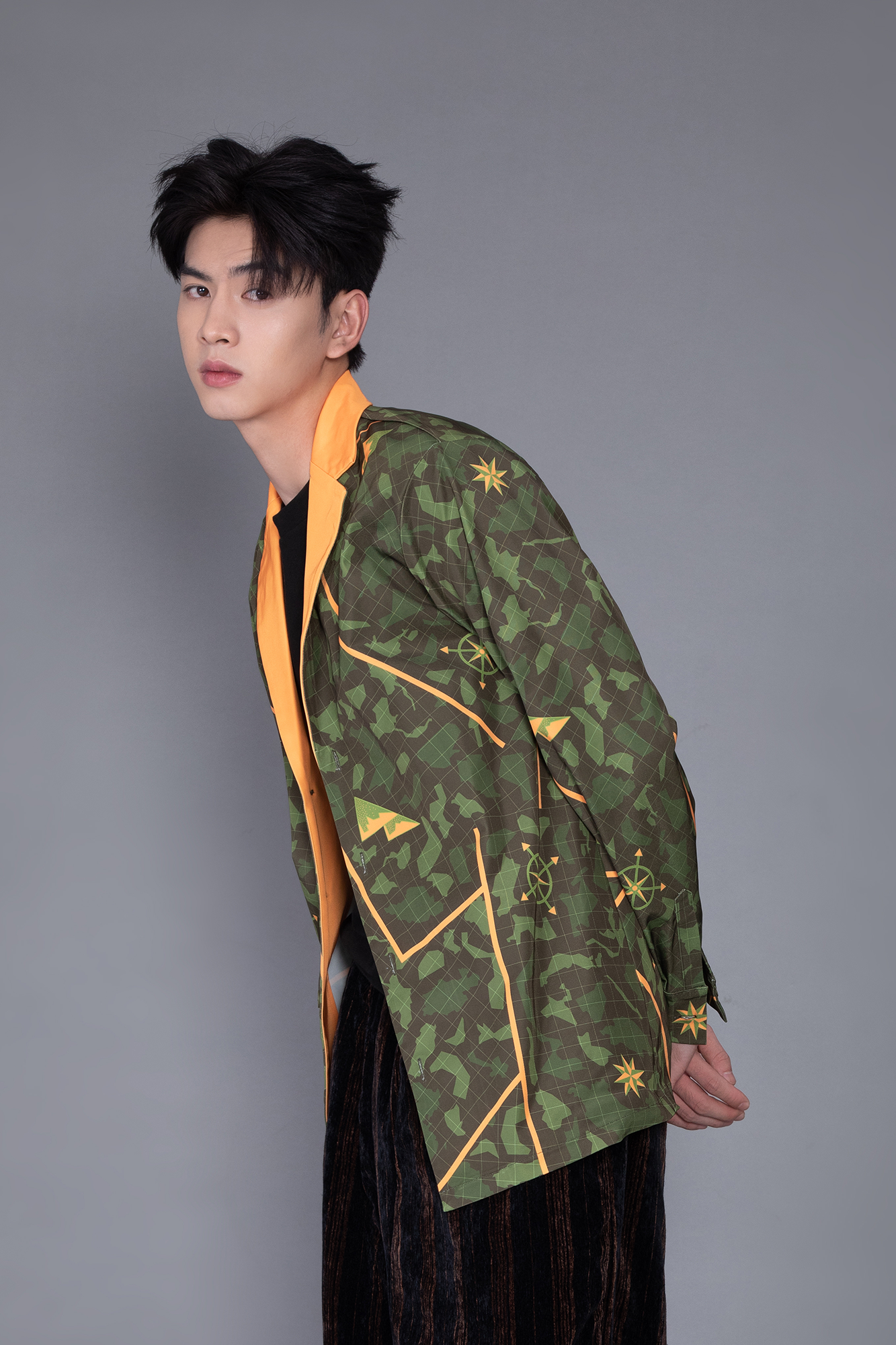MASH UP ASIA Graphic Contrast Lapel Oversized Blazer-Jacket-M-Free Shipping Leatheretro