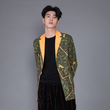 MASH UP ASIA Graphic Contrast Lapel Oversized Blazer-Jacket-M-Free Shipping Leatheretro