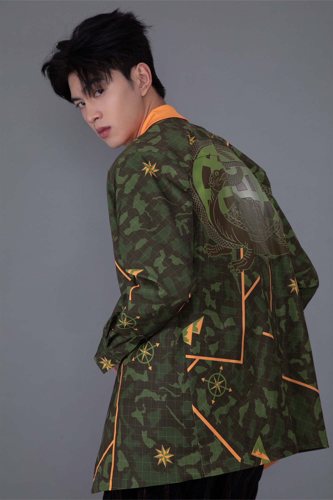 MASH UP ASIA Graphic Contrast Lapel Oversized Blazer-Jacket-M-Free Shipping Leatheretro