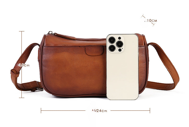 Handmade Top-Grain Leather Crossbody Bag for Women-Brown-Free Shipping Leatheretro