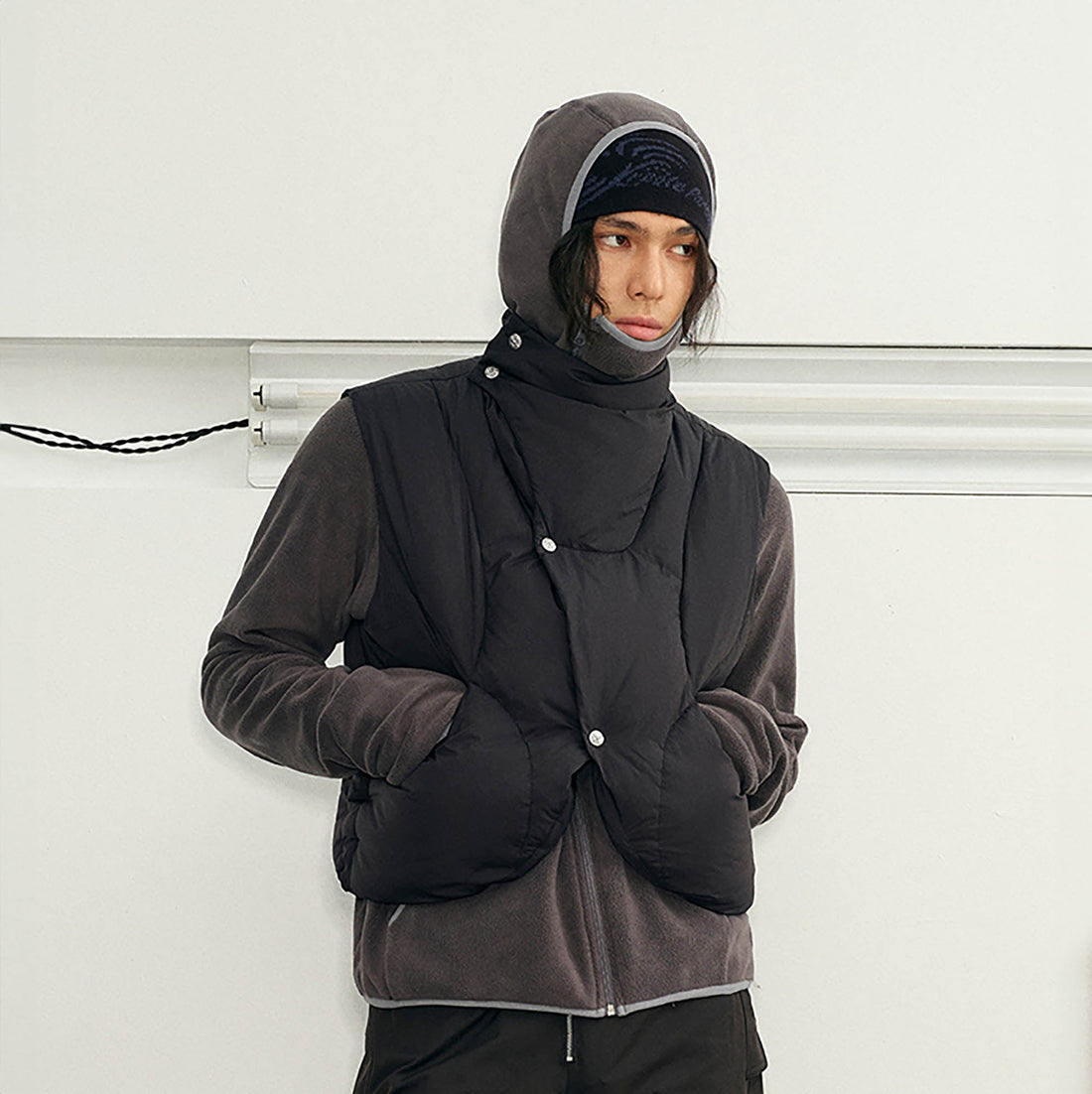 KREATE Asymmetrical Quilted Down Vest-Vest-S-Brown-Free Shipping Leatheretro