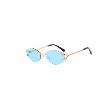 DAMAGE ASIA Claw Temple Gradient Hex Lens Rimless Sunglasses-Sunglasses-Blue-Free Shipping Leatheretro