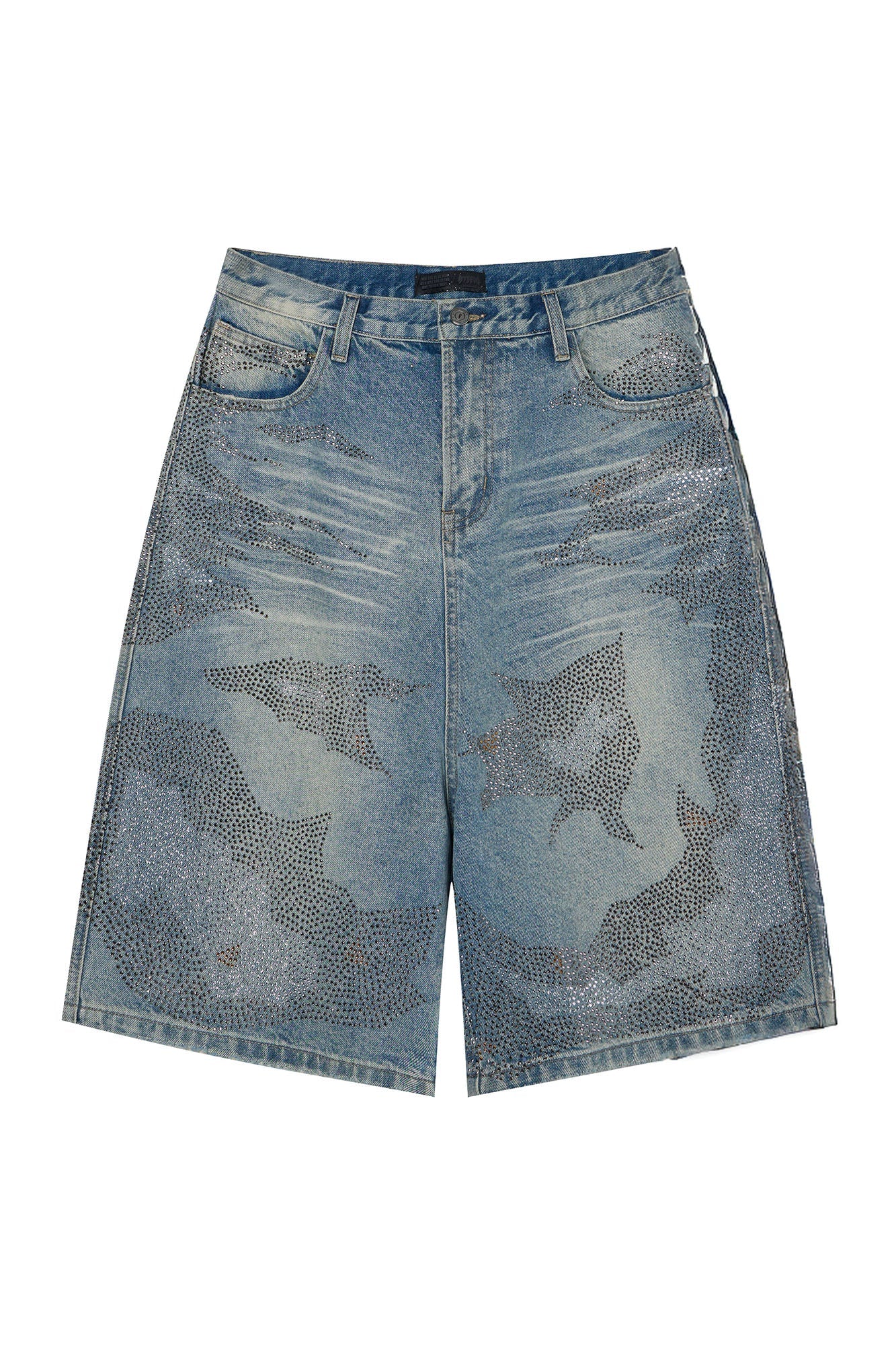 CLP Diamond Distressed Straight-Leg Jorts-Shorts-M-Blue-Free Shipping Leatheretro