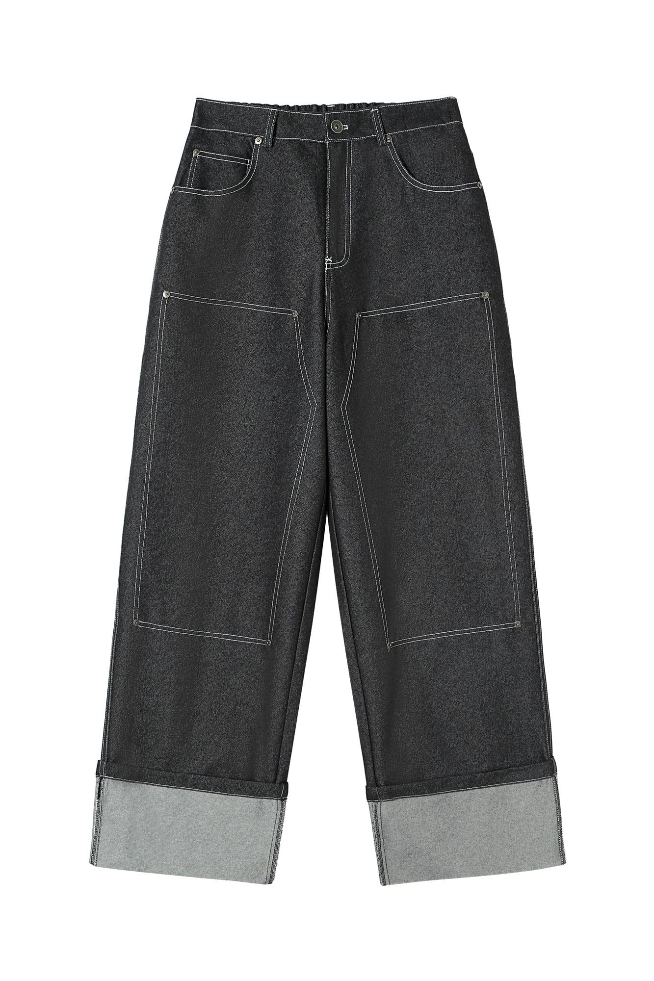 CLP Retro Double-Knee Fold Hem Raw Jeans-Jeans-M-Free Shipping Leatheretro