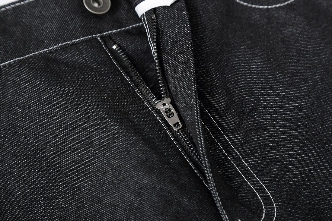 CLP Retro Double-Knee Fold Hem Raw Jeans-Jeans-M-Free Shipping Leatheretro